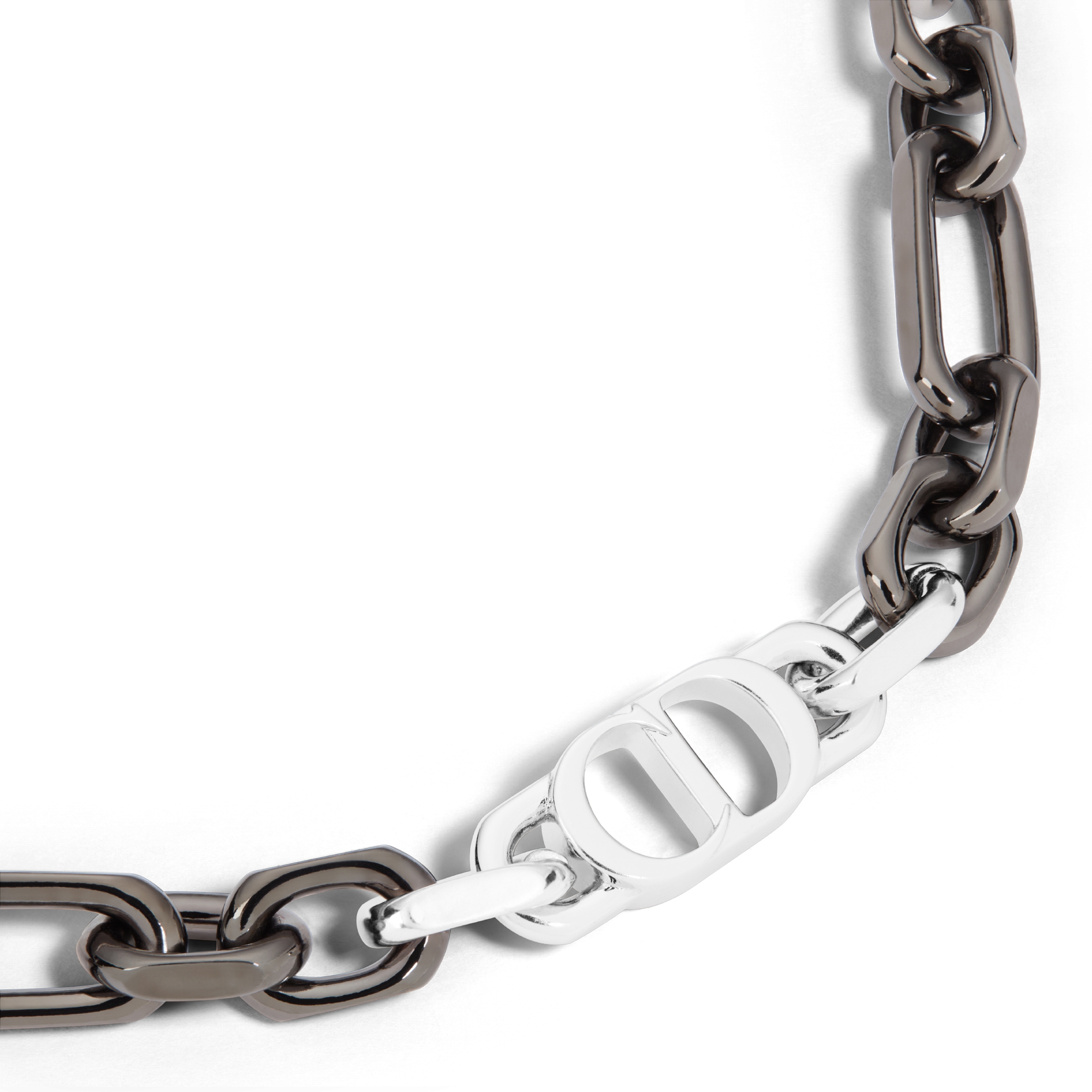CD Icon Chain Link Bracelet Ruthenium- and Silver-Finish Brass E09