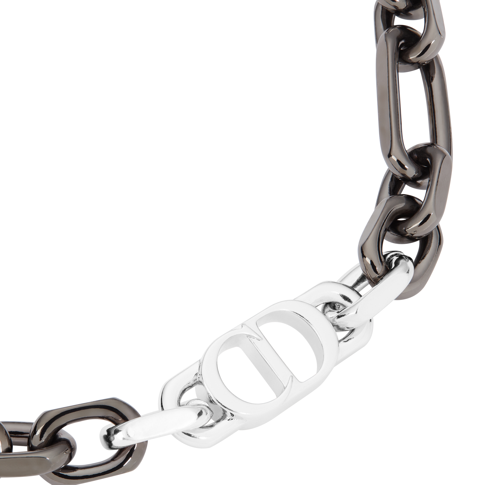 CD Icon Chain Link Bracelet Ruthenium- and Silver-Finish Brass E09
