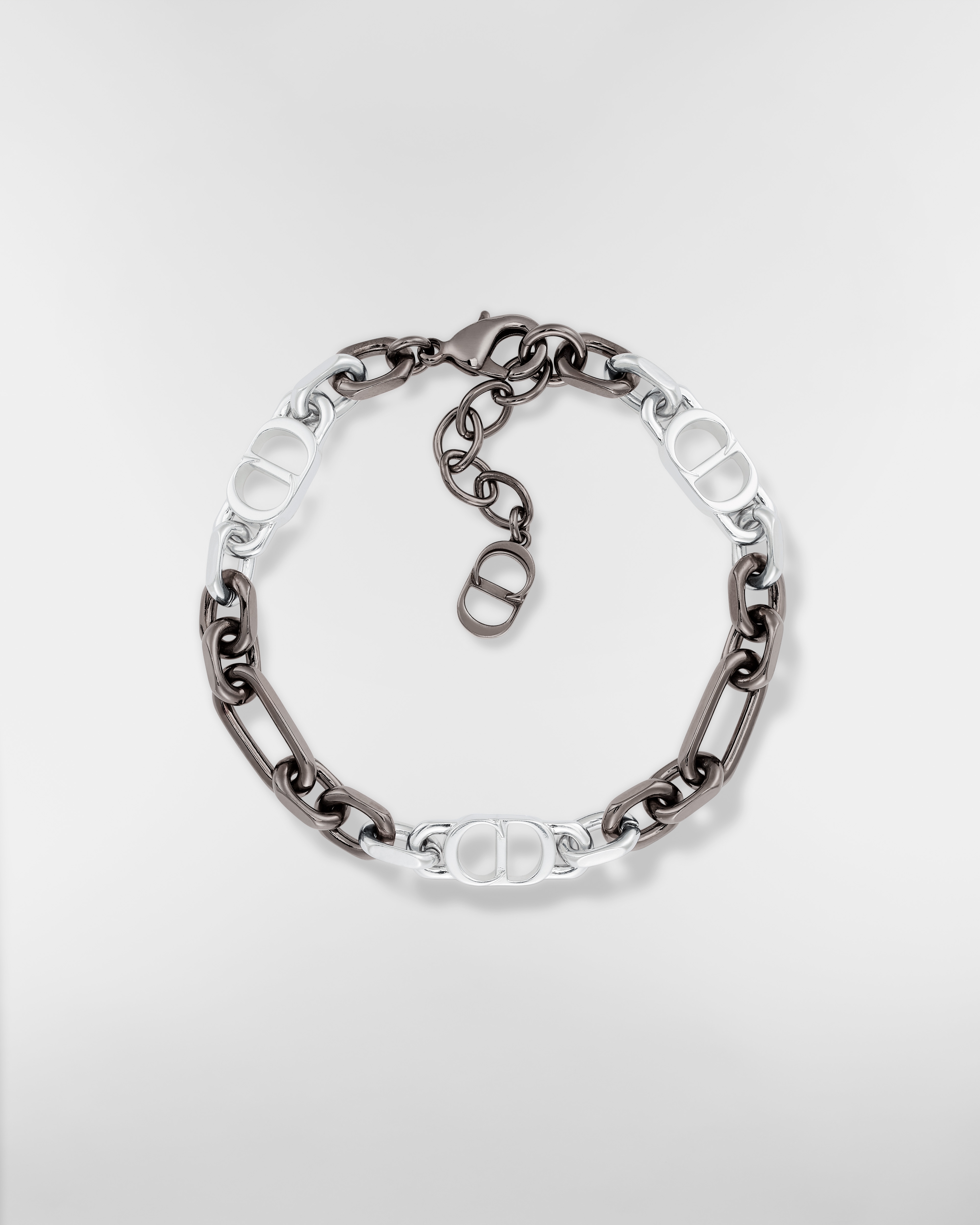 CD Icon Gliederarmband Messing mit Ruthenium- und Silber-Finish E01