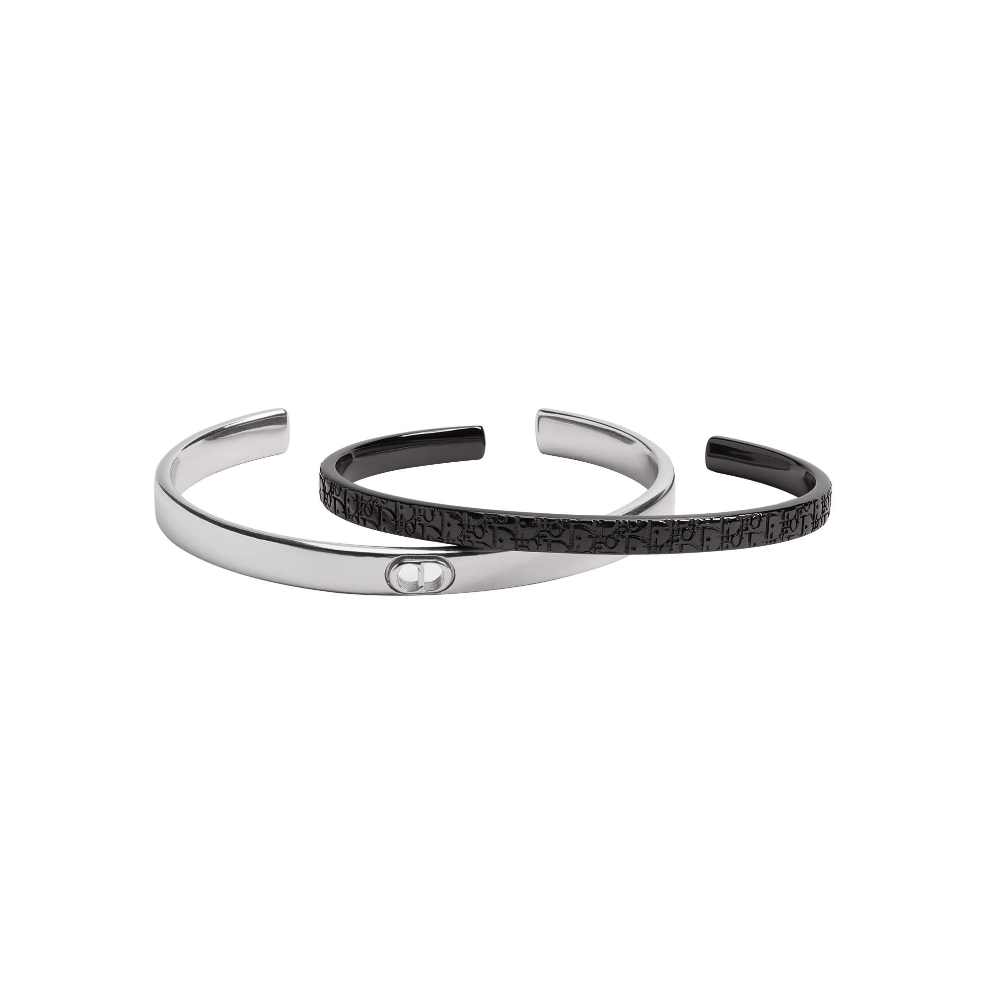 Dior Oblique Bangle Set Silver- and Ruthenium-Finish Brass E01