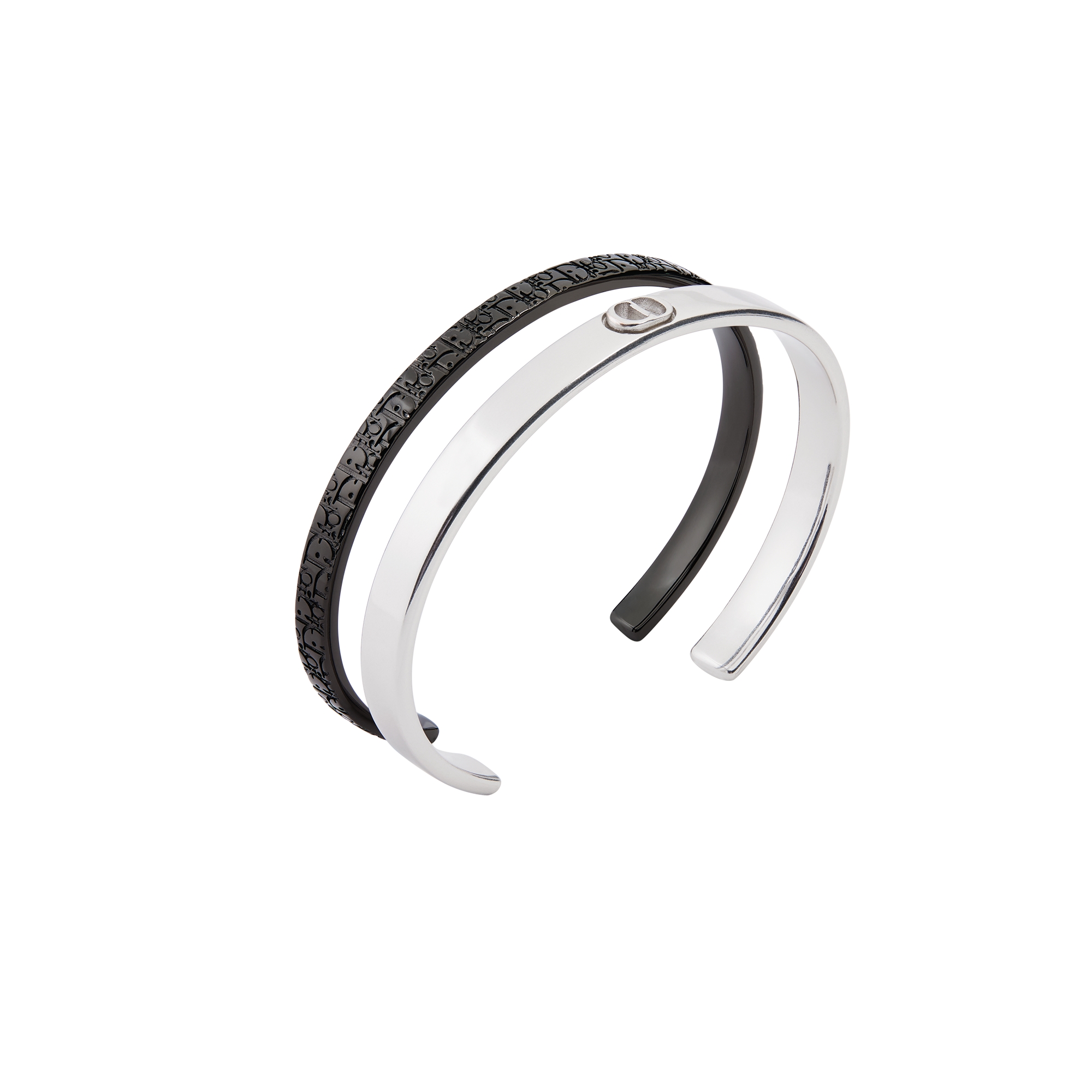 Dior Oblique Bangle Set Silver- and Ruthenium-Finish Brass E03