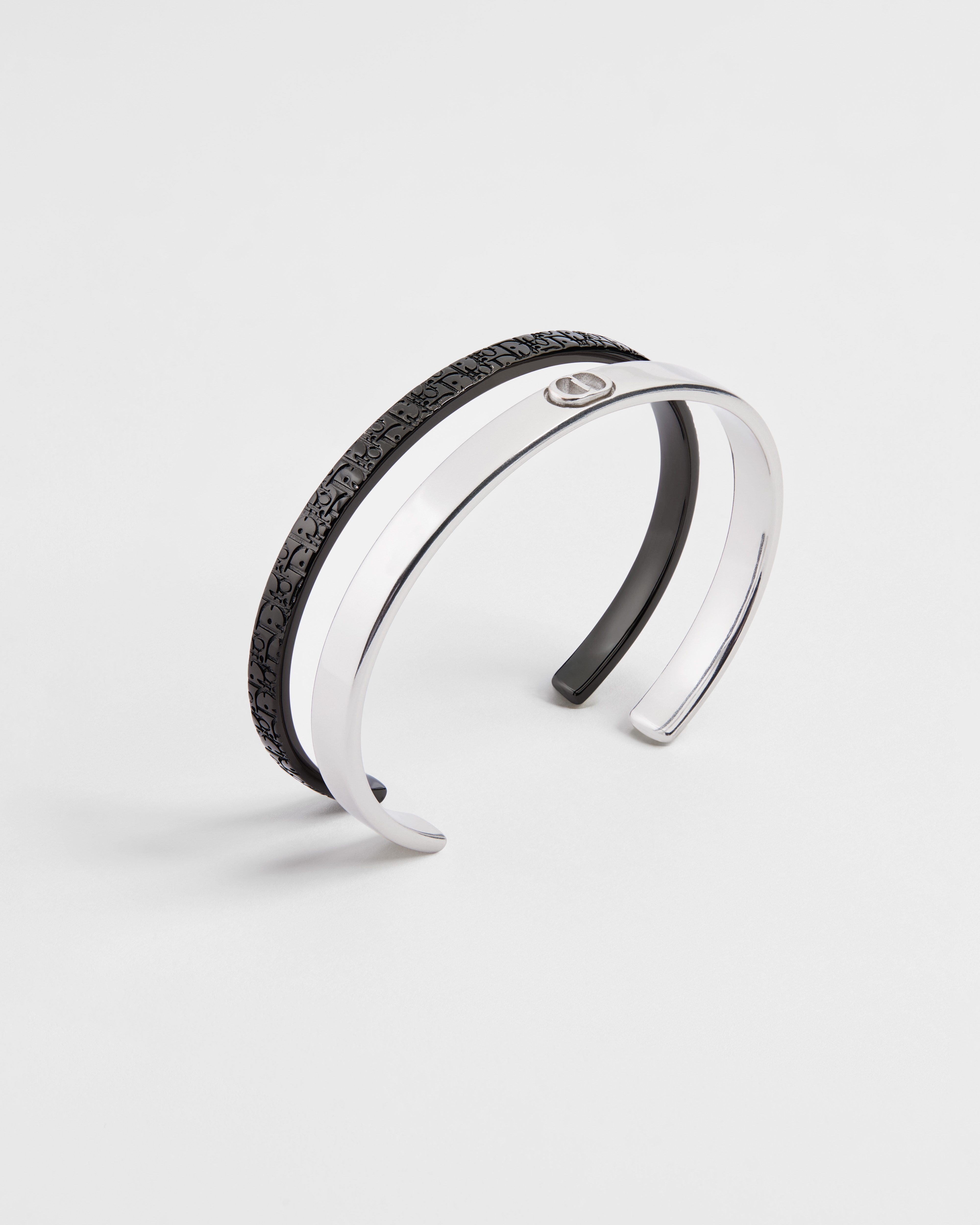 Set de bracelets joncs Dior Oblique Laiton argenté et ruthénium E03
