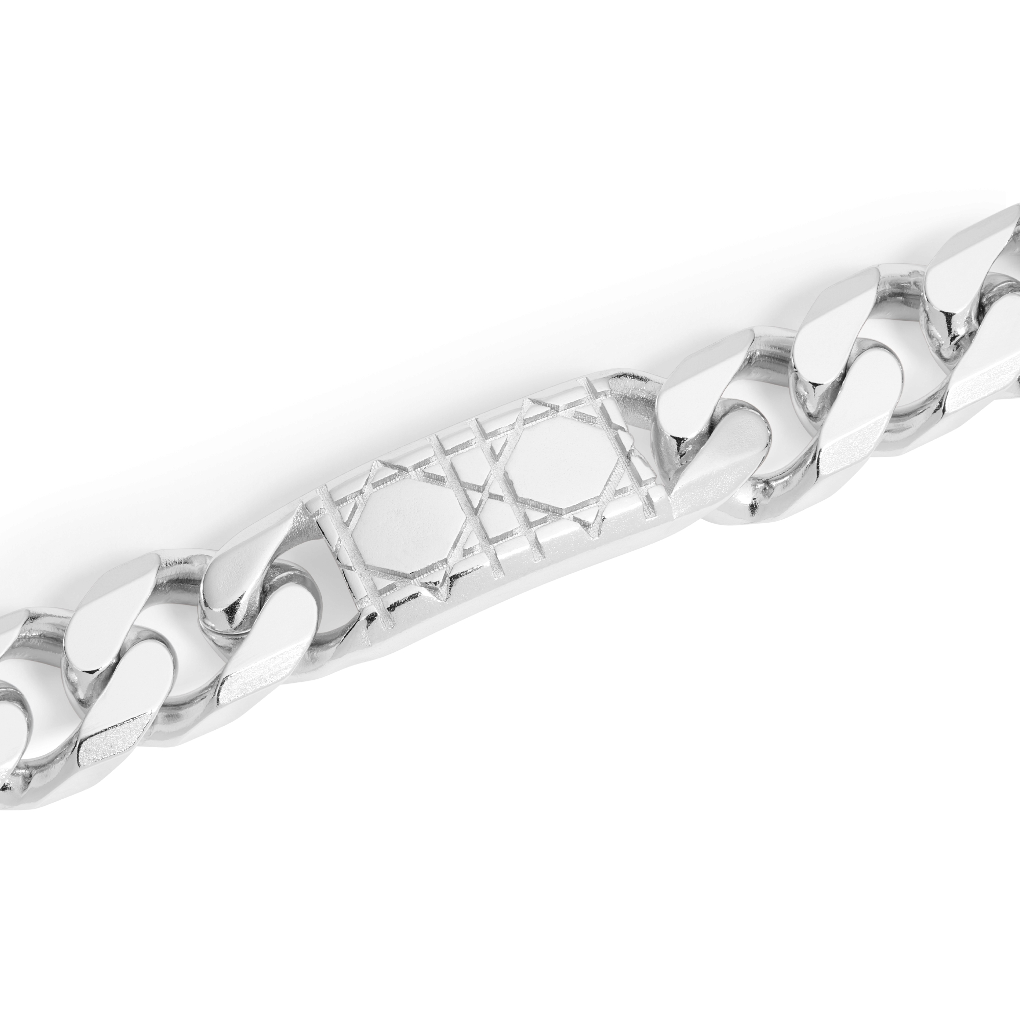 Schakelarmband met Cannage-plaatjes Zilver E09