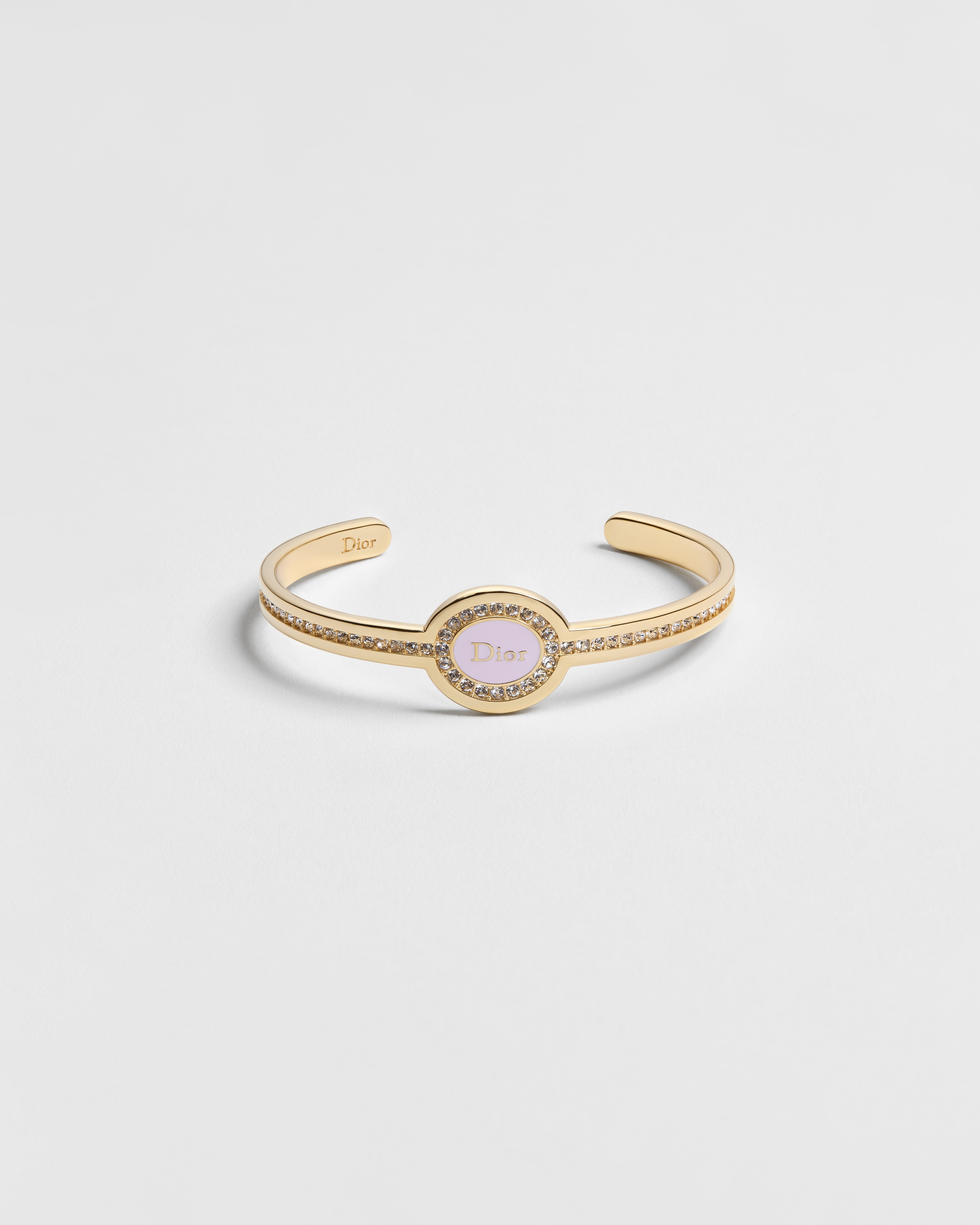 Bracelet jonc Dior Core Métal finition dorée, cristaux et laque Rose Tendre E01