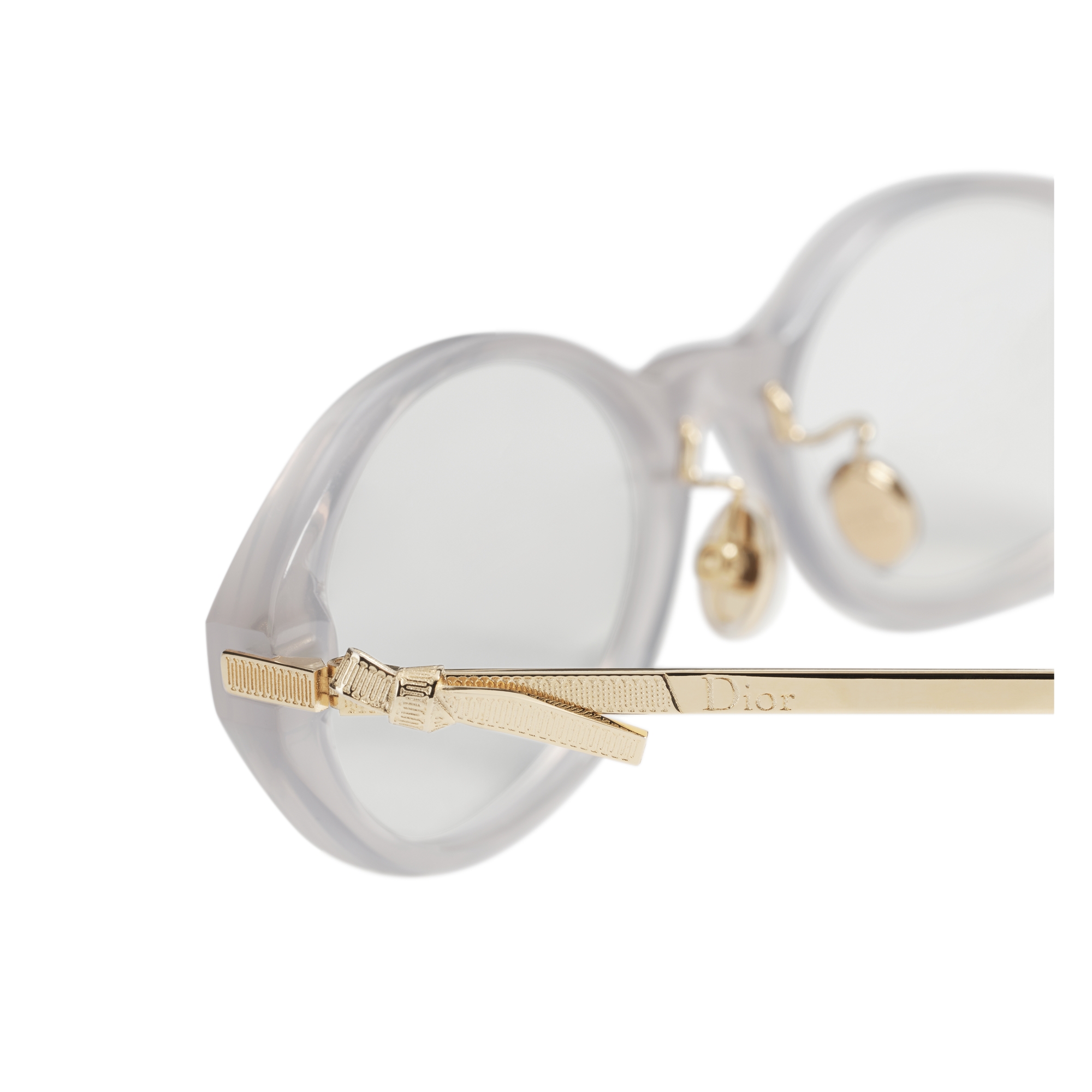 Dior Bow R1F Sea Glass Gray Oval Glasses with Blue Light Filter E08