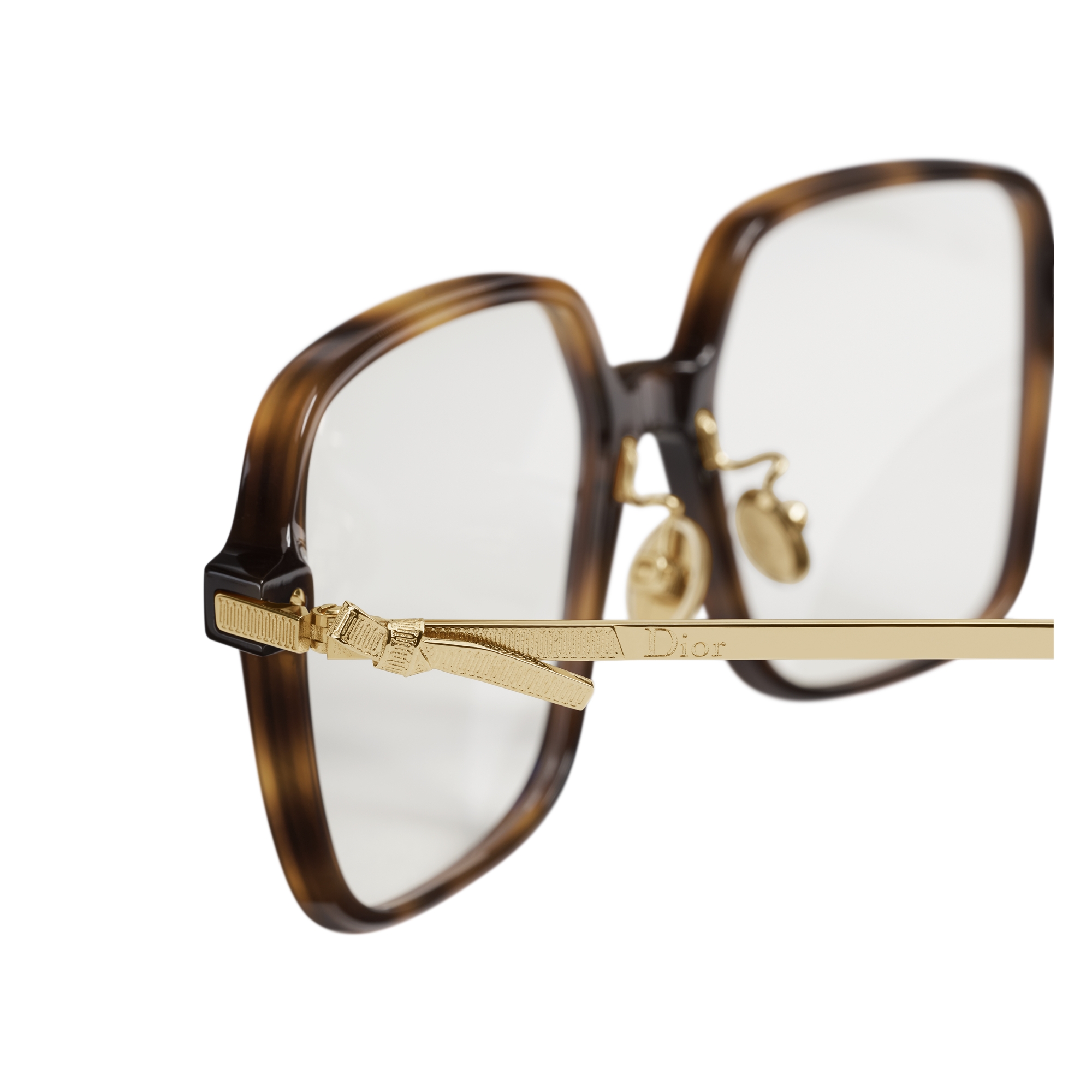 Dior Bow S1F Brown Tortoiseshell-Effect Square Glasses with Blue Light Filter E08