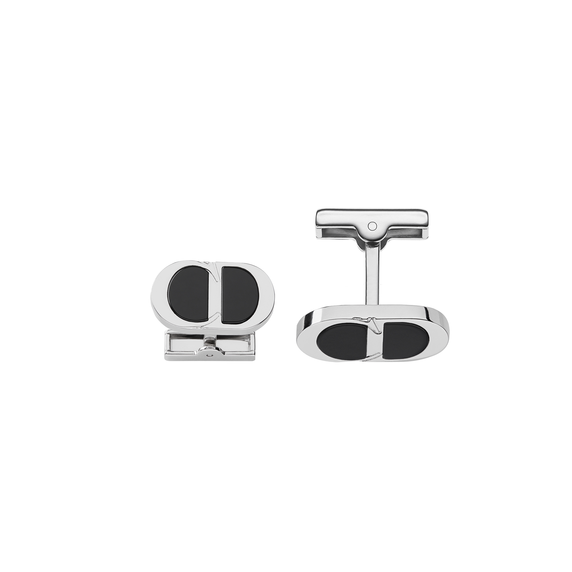 CD Icon Cufflinks Silver and Black Resin E06
