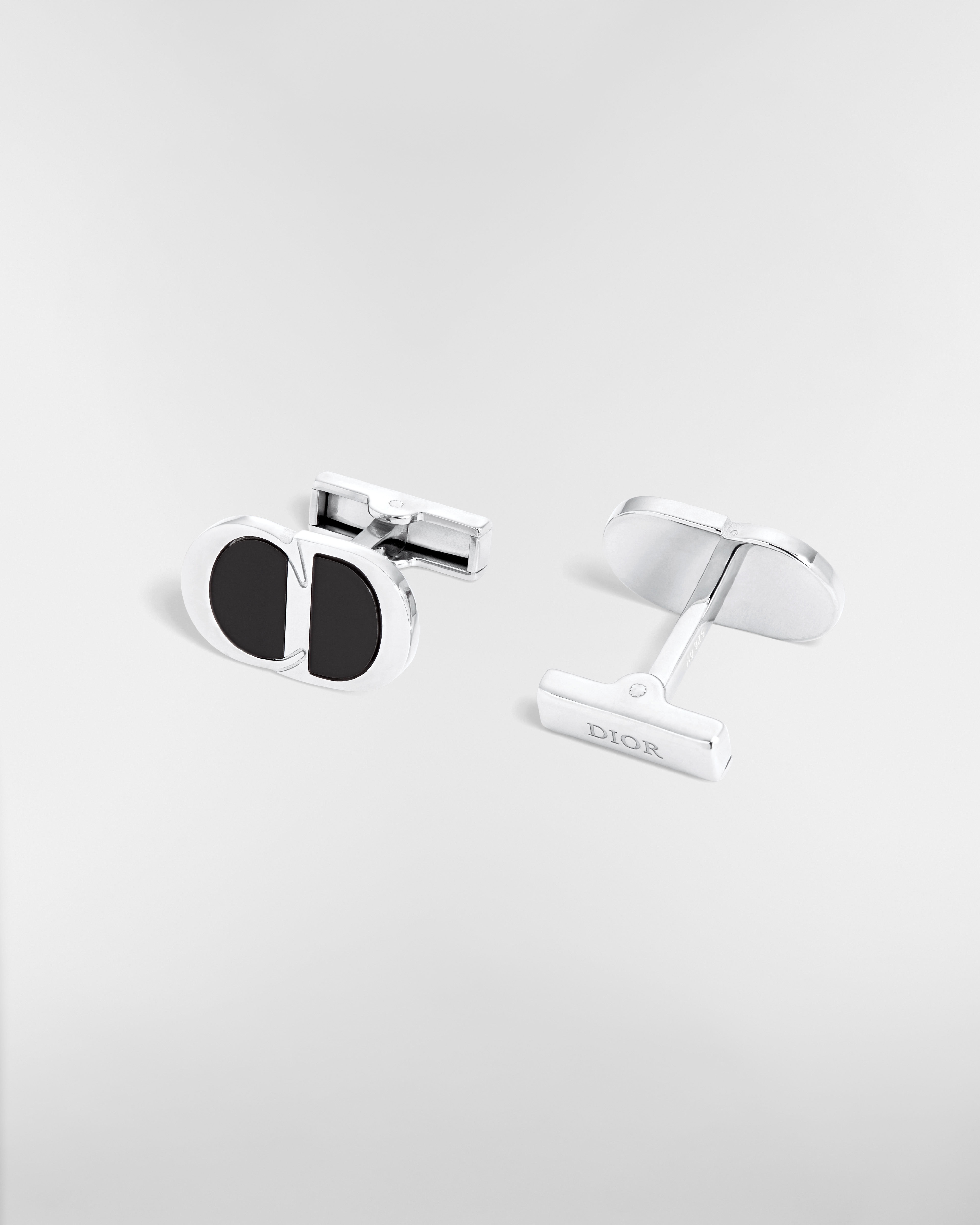 CD Icon Cufflinks Silver and Black Resin E03