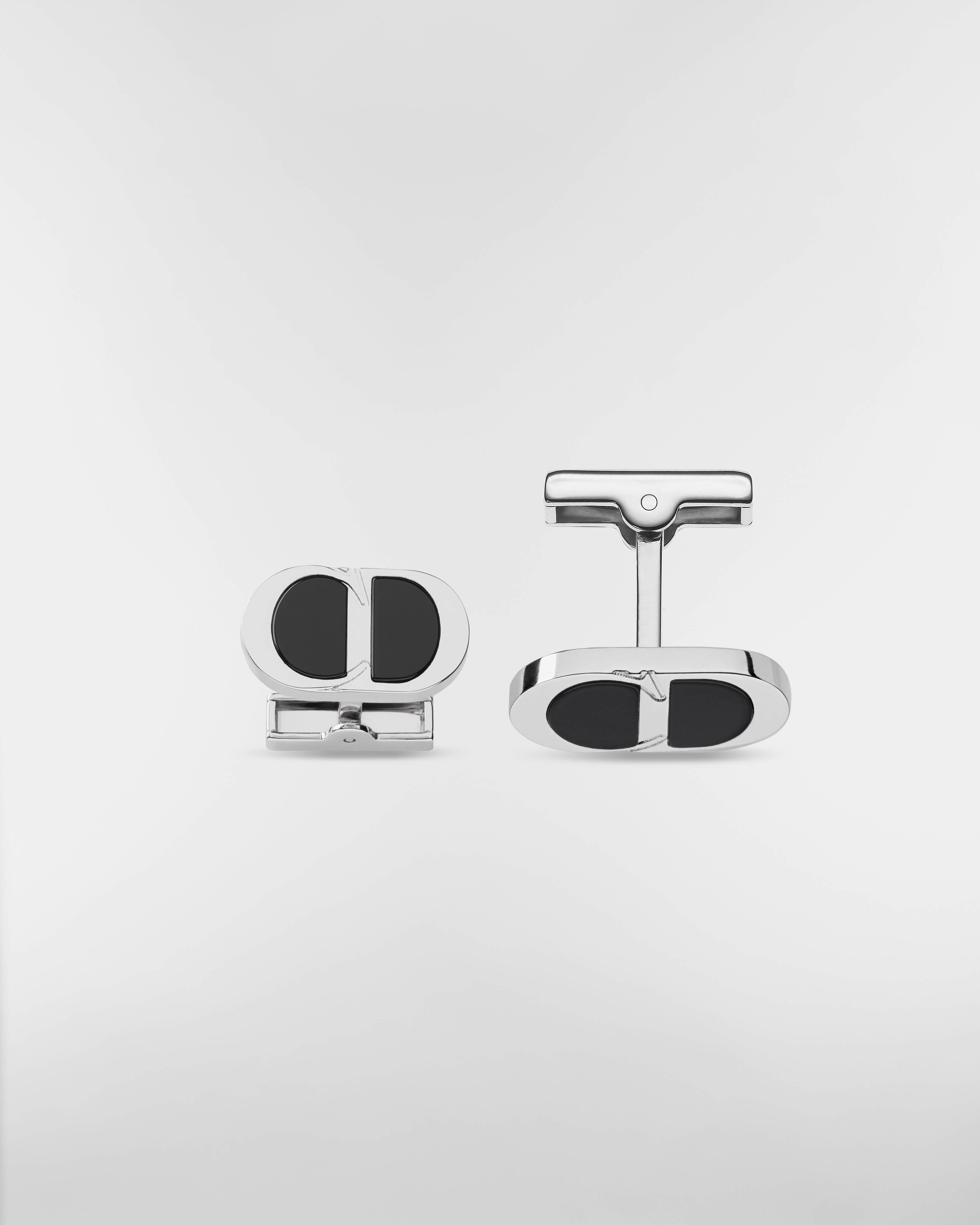CD Icon Cufflinks Silver and Black Resin E06