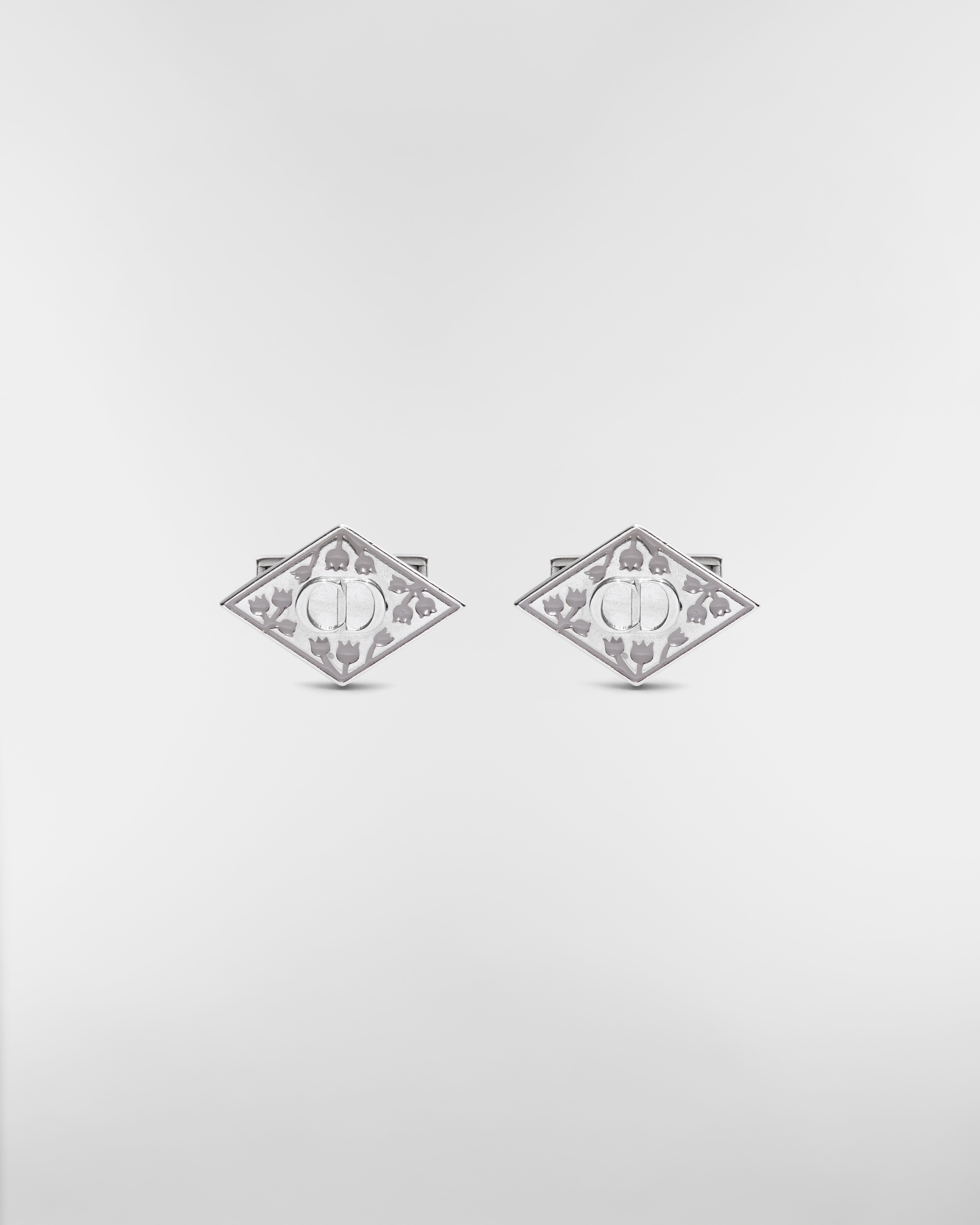 Manchetknopen met lelietje-van-dalen Zilver en grijze hars E01