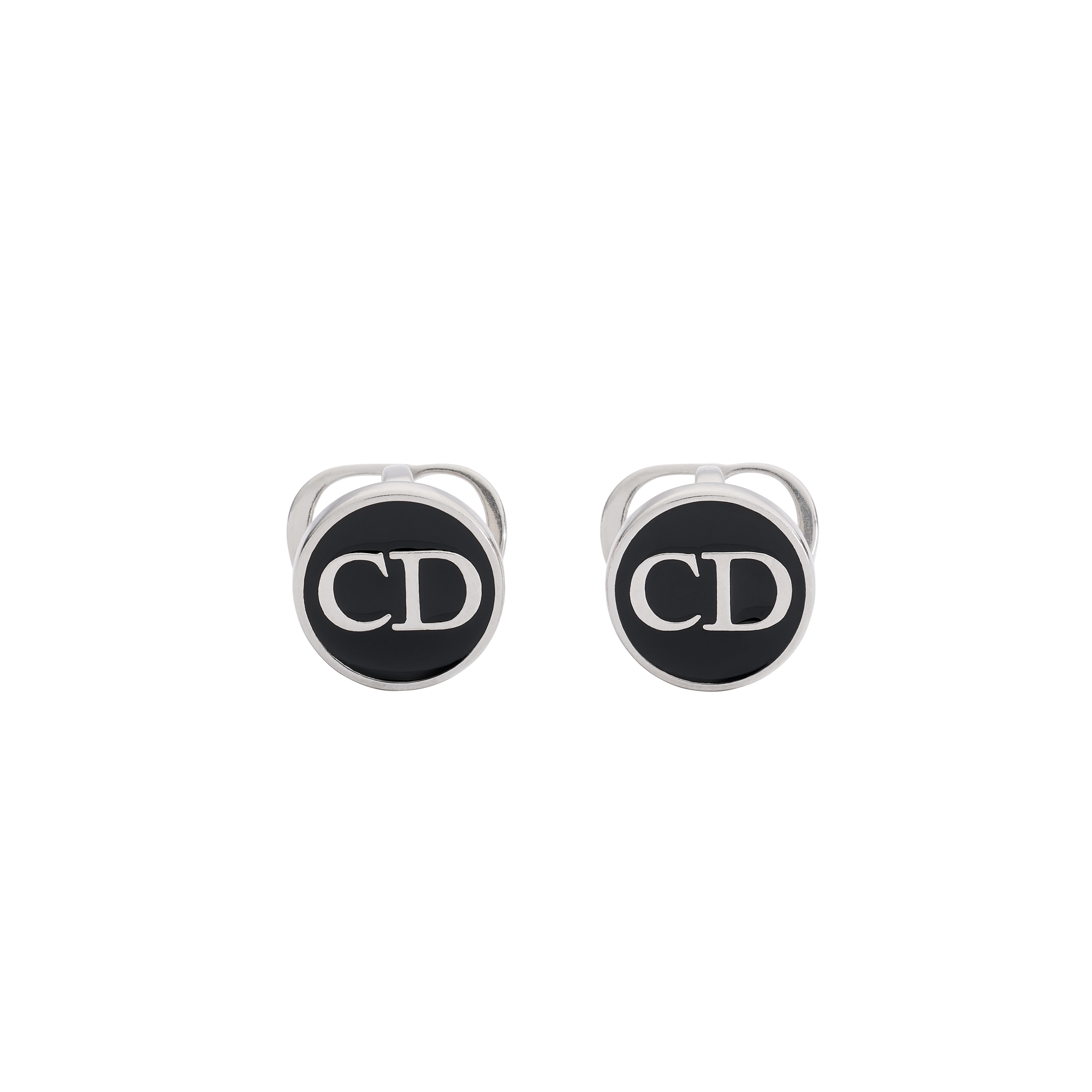 CD Icon Cufflinks Silver and Black Resin E01