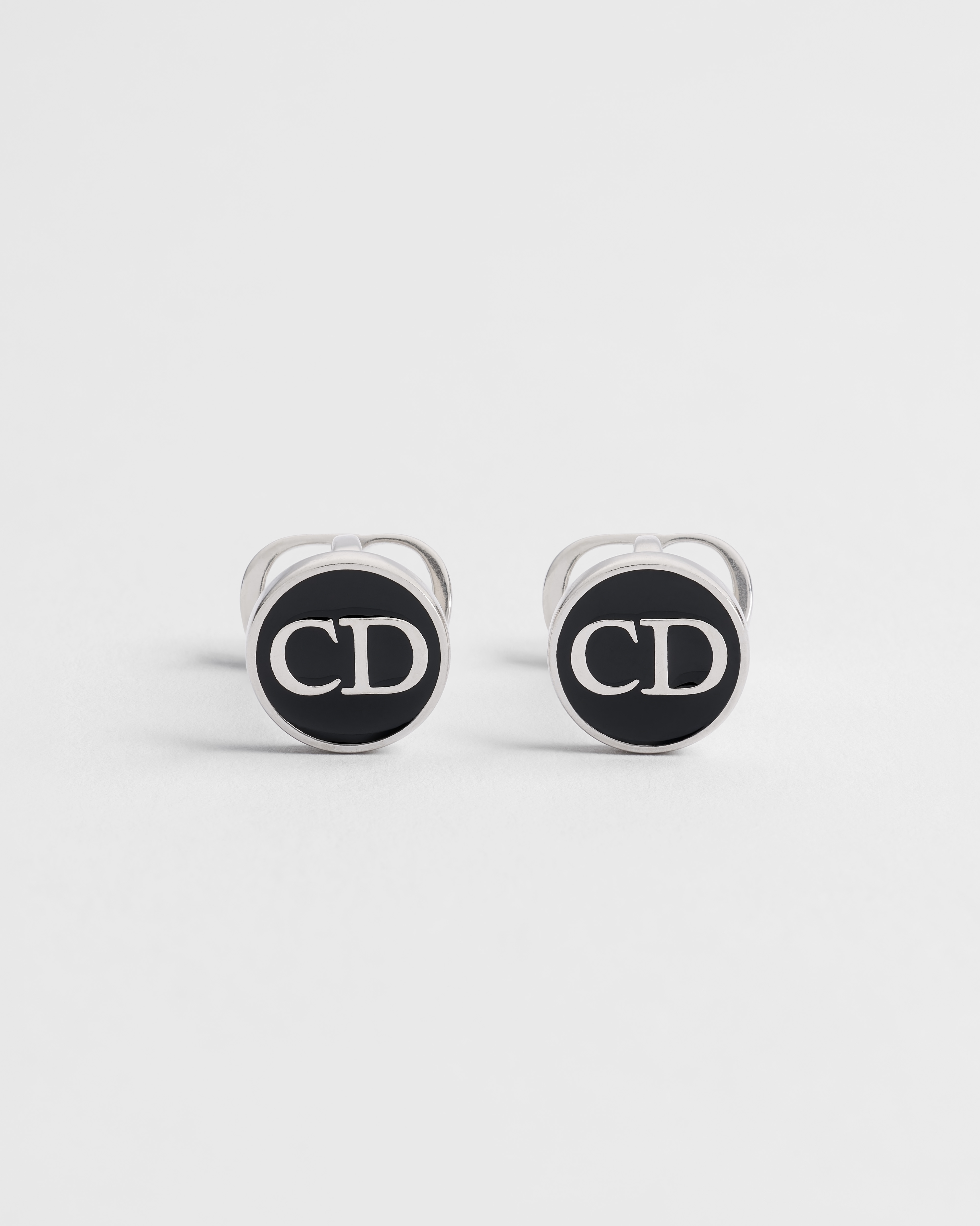 CD Icon Cufflinks Silver and Black Resin E01