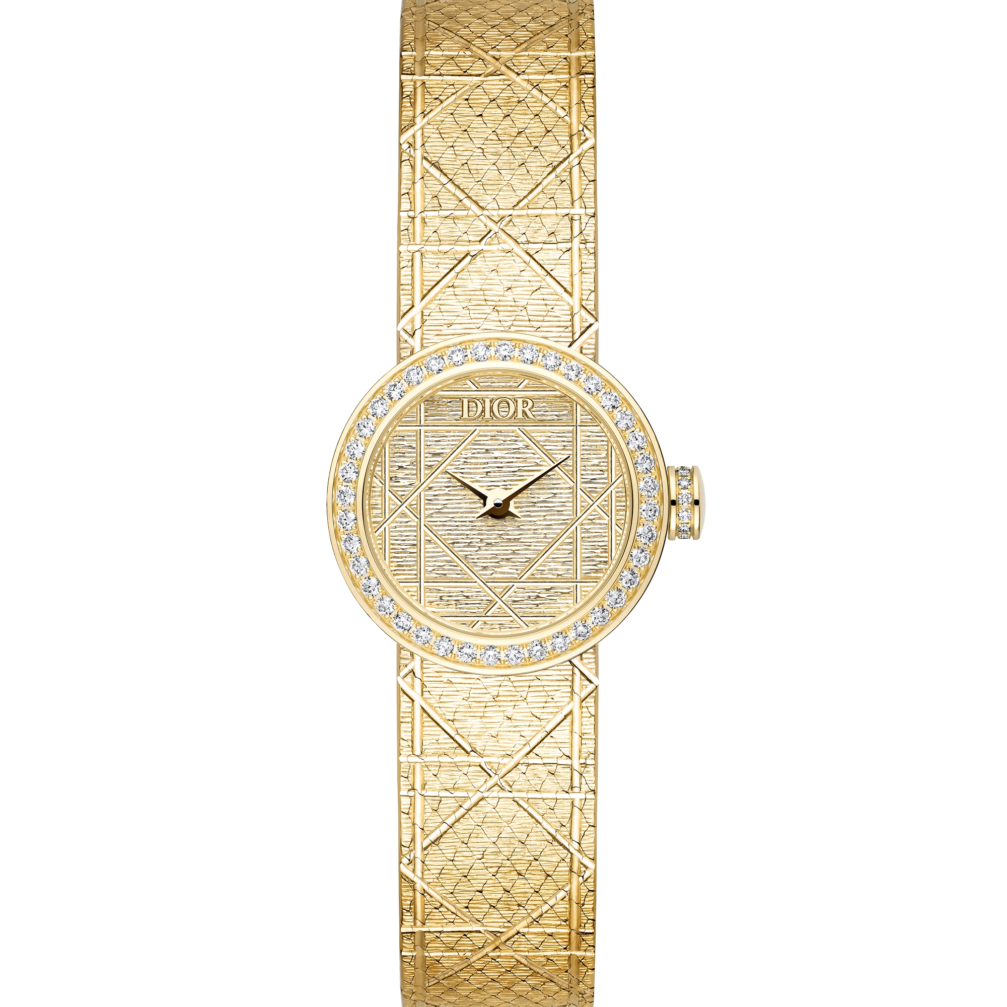 La Mini D My Dior Ø 19 mm, or jaune et diamants E06