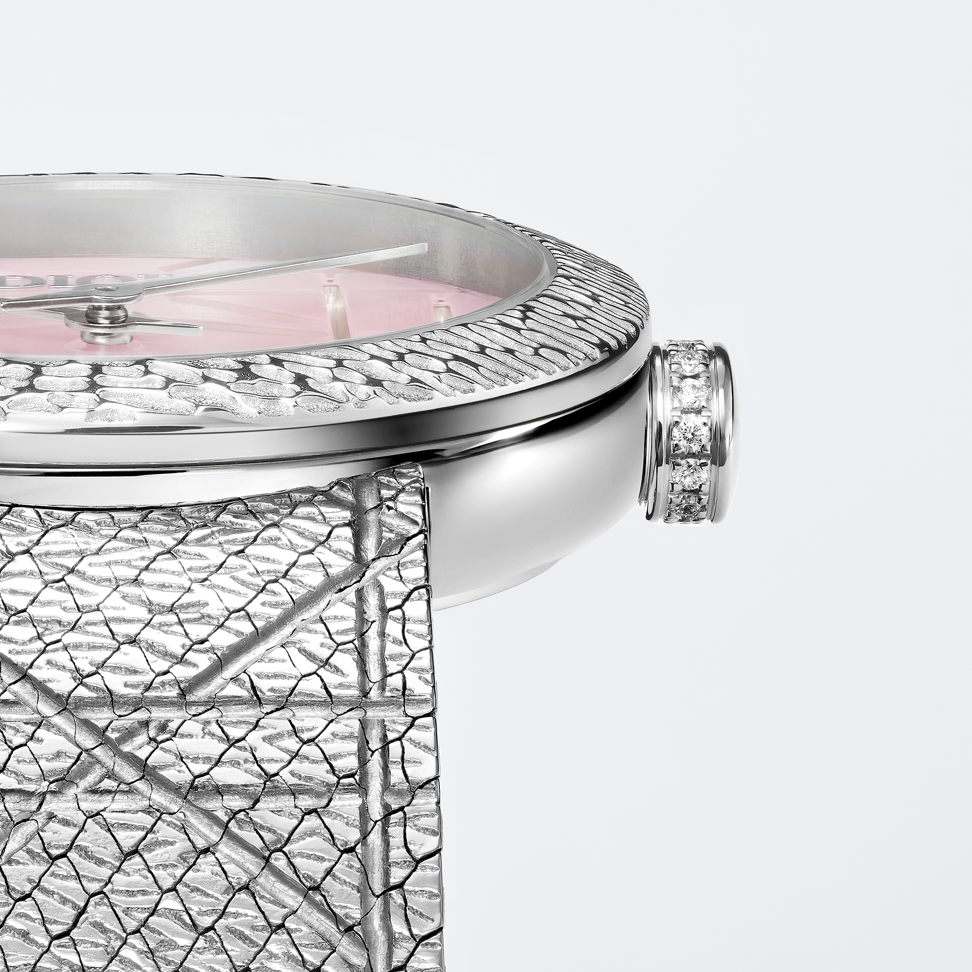 La D My Dior Ø 25 MM, Steel, Pink Mother-Of-Pearl and Diamonds E02