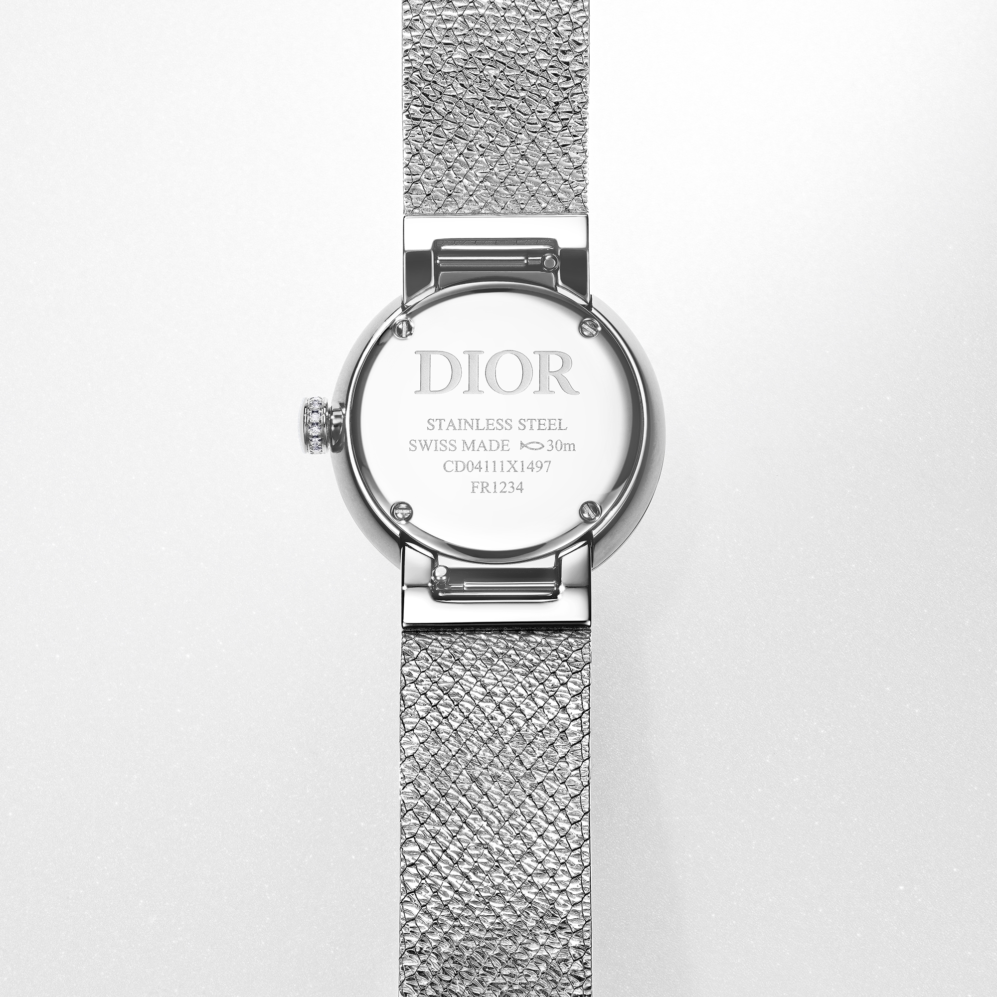 La D My Dior Ø 25 MM, Steel, Pink Mother-Of-Pearl and Diamonds E05