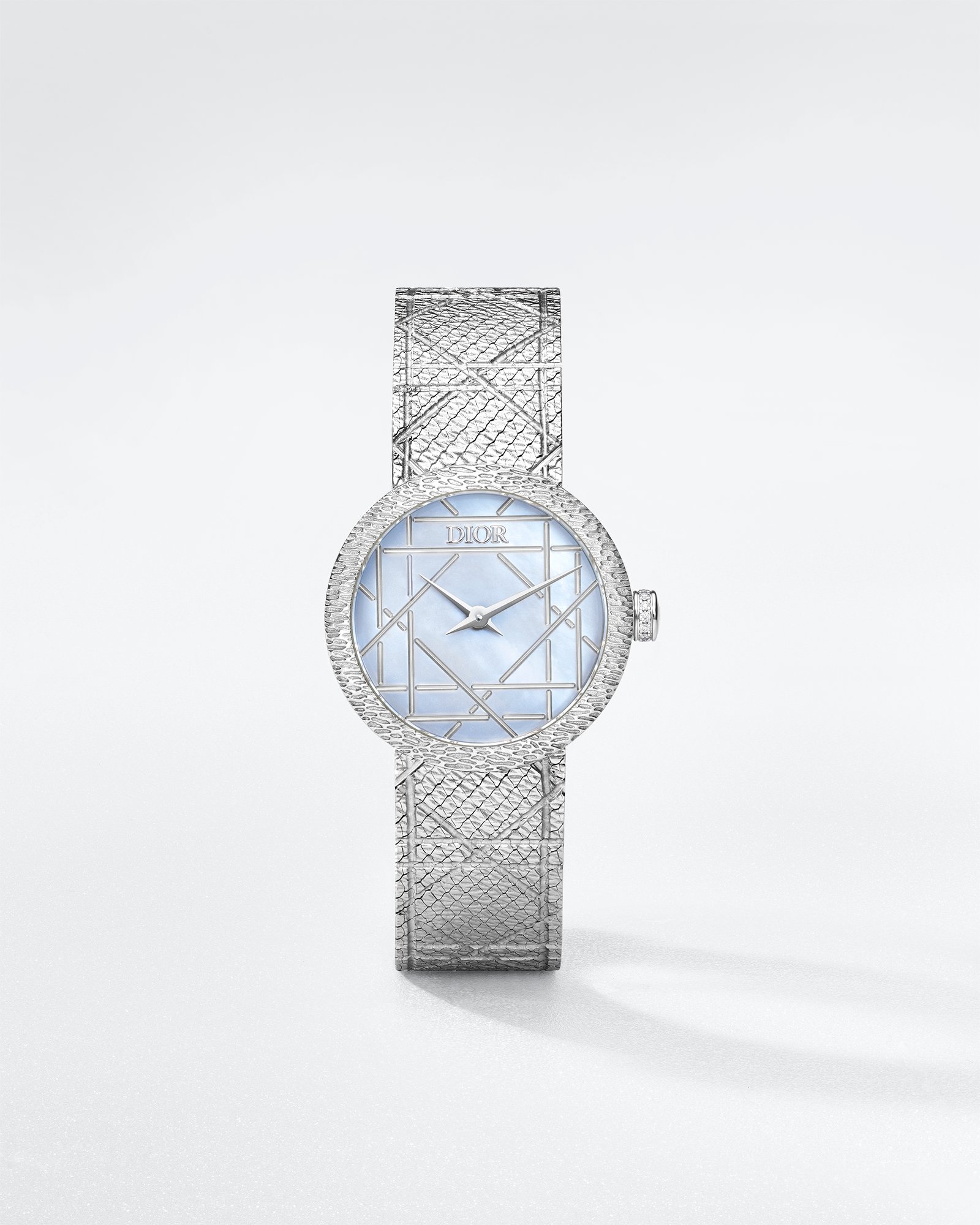 La D My Dior Ø 25 MM, Steel, Gray Mother-Of-Pearl and Diamonds | DIOR