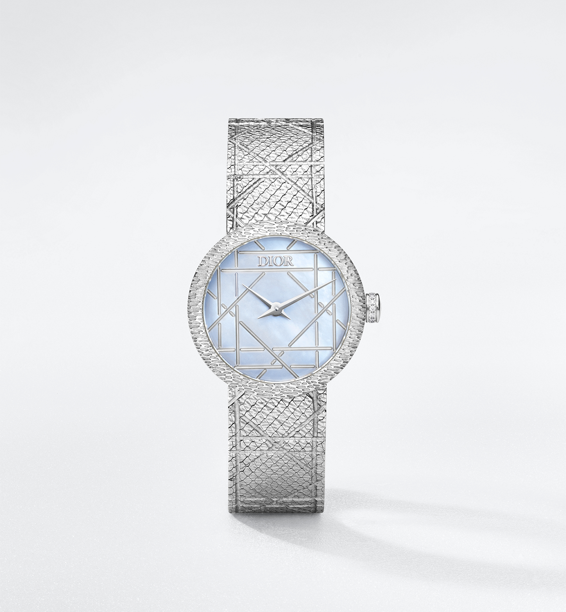 La D My Dior Ø 25 MM, Steel, Gray Mother-Of-Pearl and Diamonds | DIOR