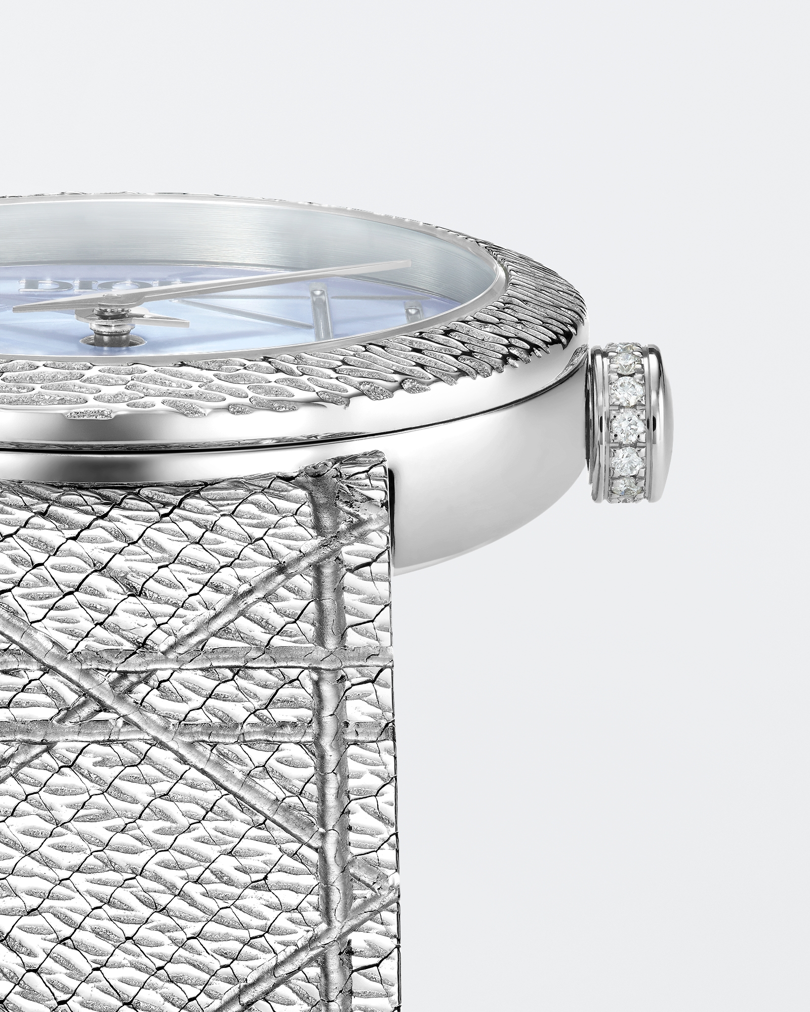 La D My Dior Ø 25 MM, Steel, Gray Mother-Of-Pearl and Diamonds E02