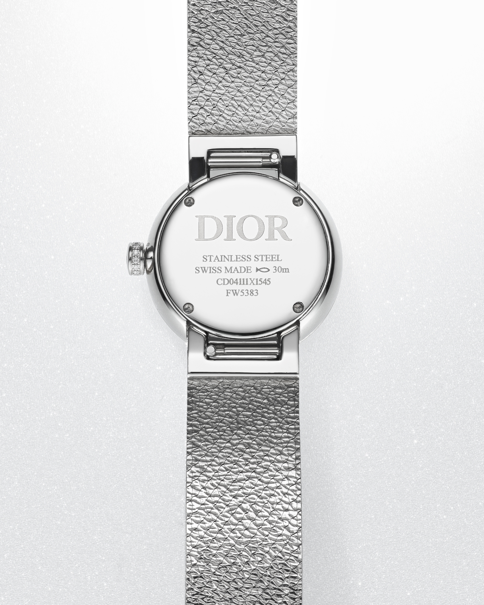La D My Dior Ø 25 MM, Steel, Gray Mother-Of-Pearl and Diamonds E04