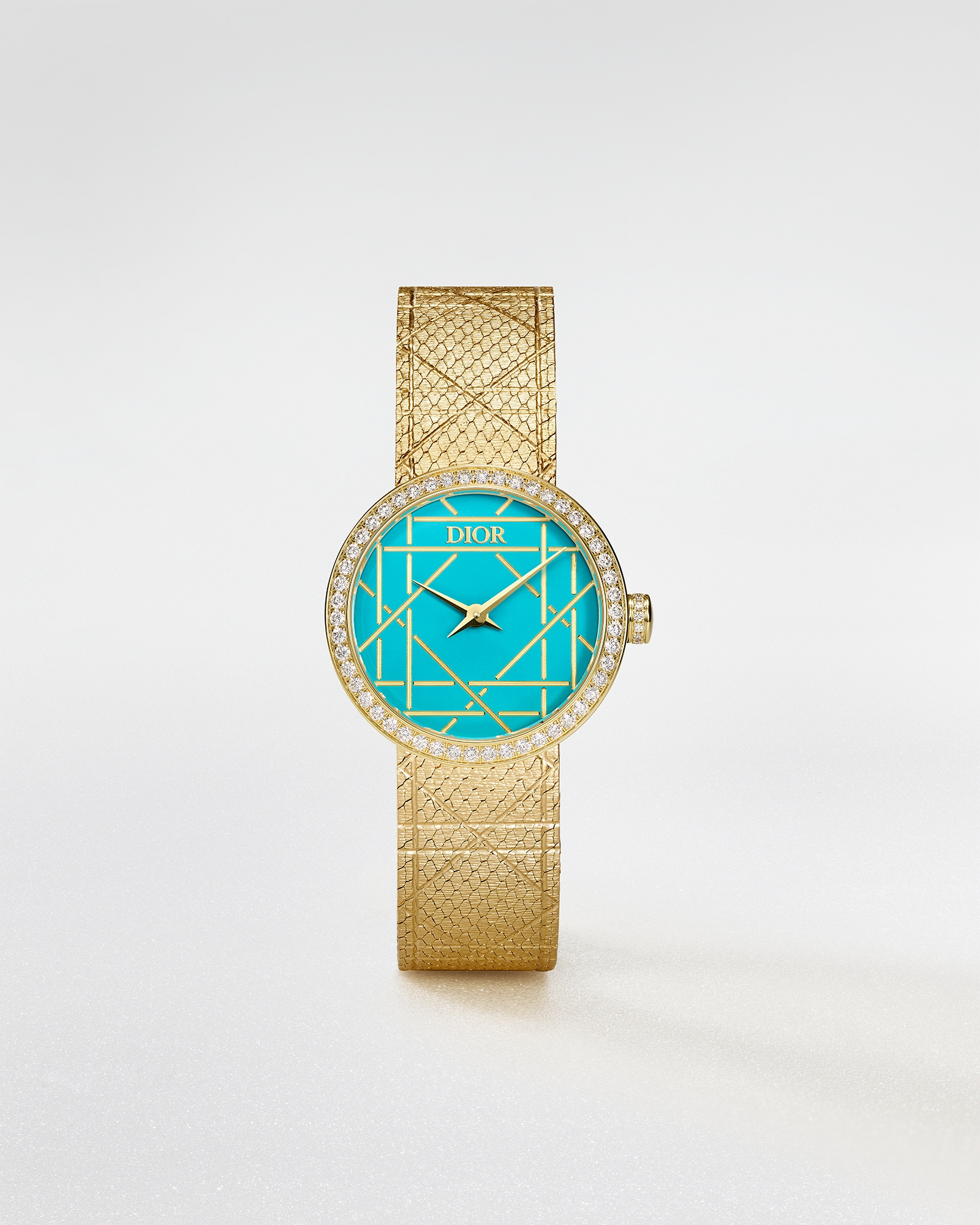 La D My Dior Ø 25 MM, Yellow Gold, Turquoise Lacquer and Diamonds E01