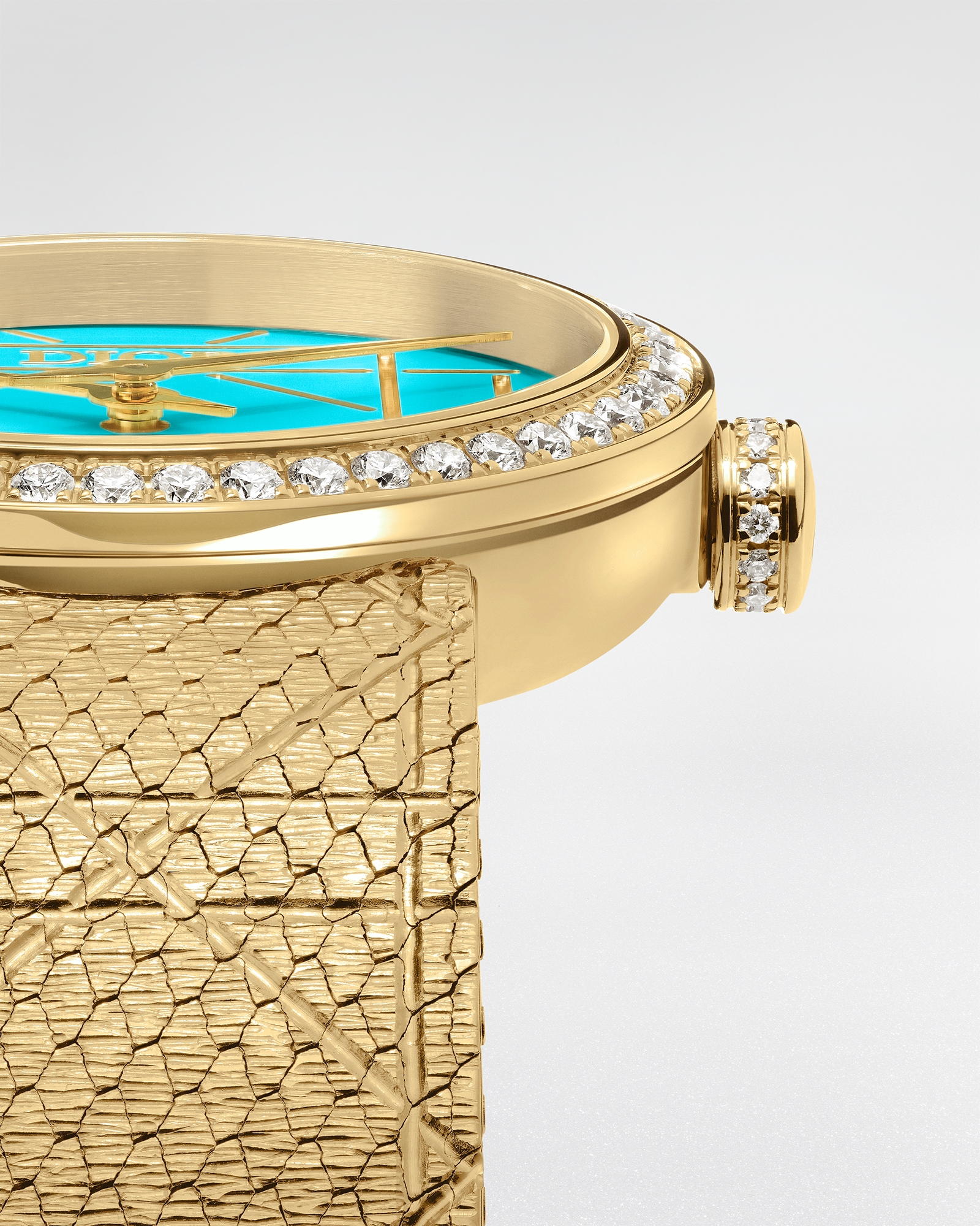 La D My Dior Ø 25 mm, Gelbgold, Lack in Türkis und Diamanten E03