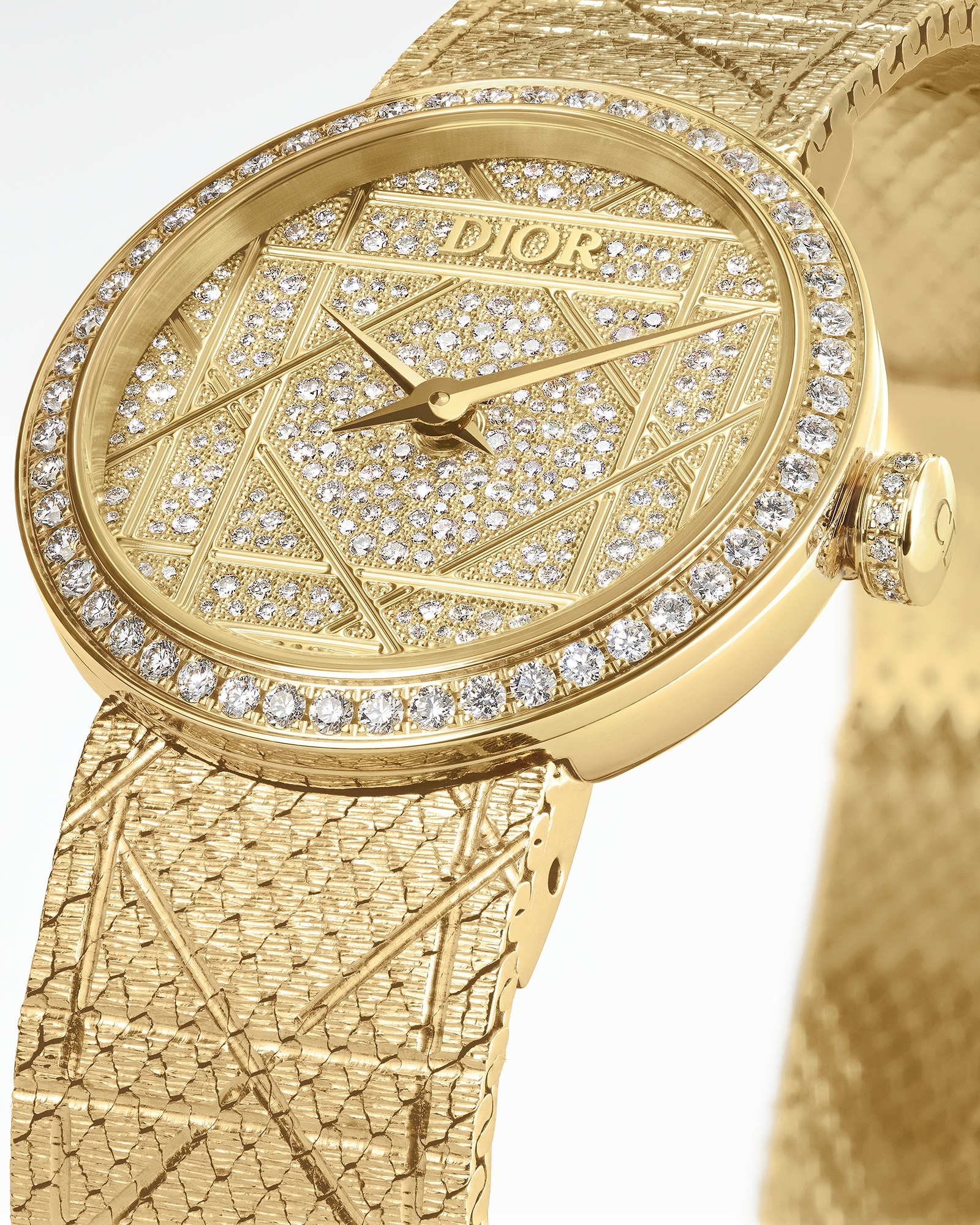 La D My Dior Ø 25 mm, Gelbgold und Diamanten E02