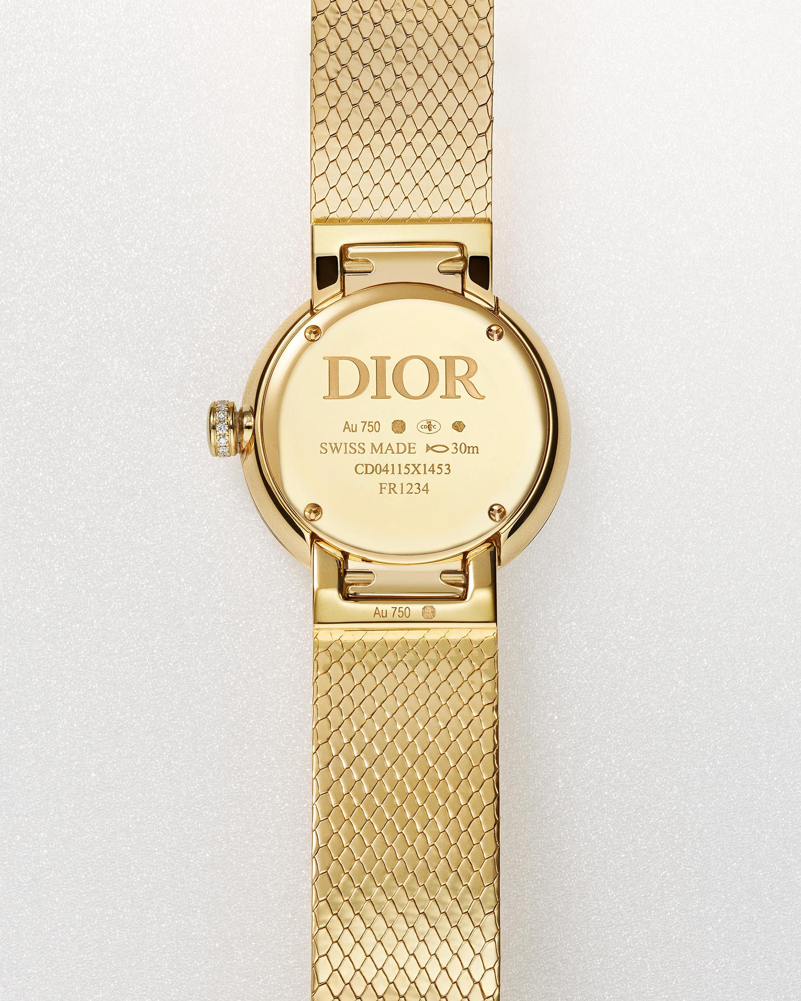 La D My Dior Ø 25 mm, Gelbgold und Diamanten E04