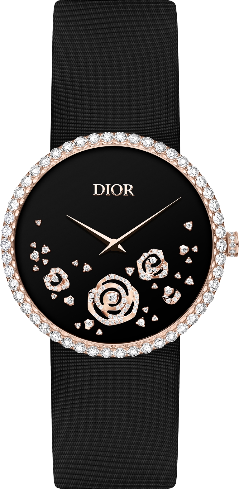 La D de Dior Rose Couture Ø 38 มม., พิงค์โกลด์ โอนิกซ์ และเพชร | DIOR