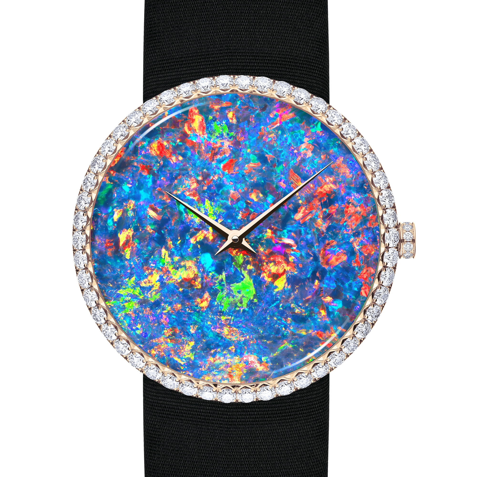La D de Dior Opal Ø 38 mm, pink gold, diamonds and opal E11