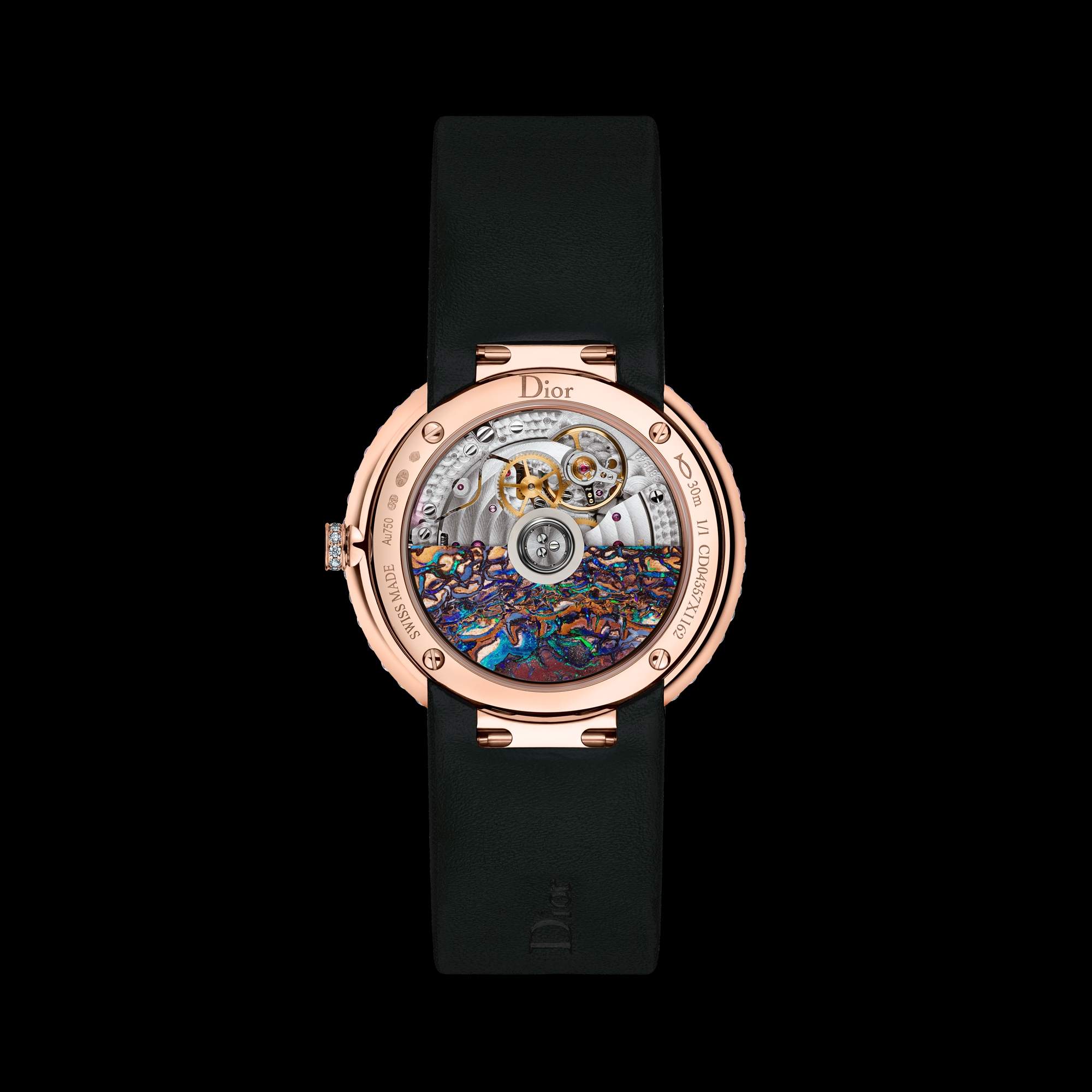 La D de Dior Opal Ø 38 mm, Pink Gold, Diamonds and Ornamental Stones, Automatic Movement E07