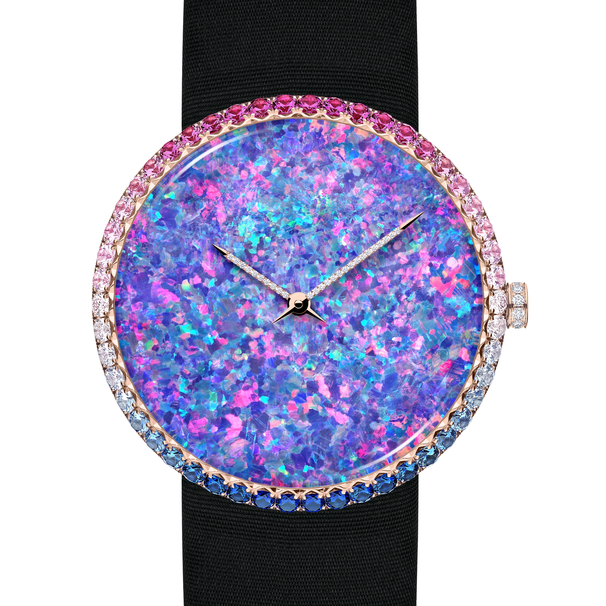 La D de Dior Opal Ø 38 mm, Pink Gold, Diamonds and Ornamental Stones, Automatic Movement E11
