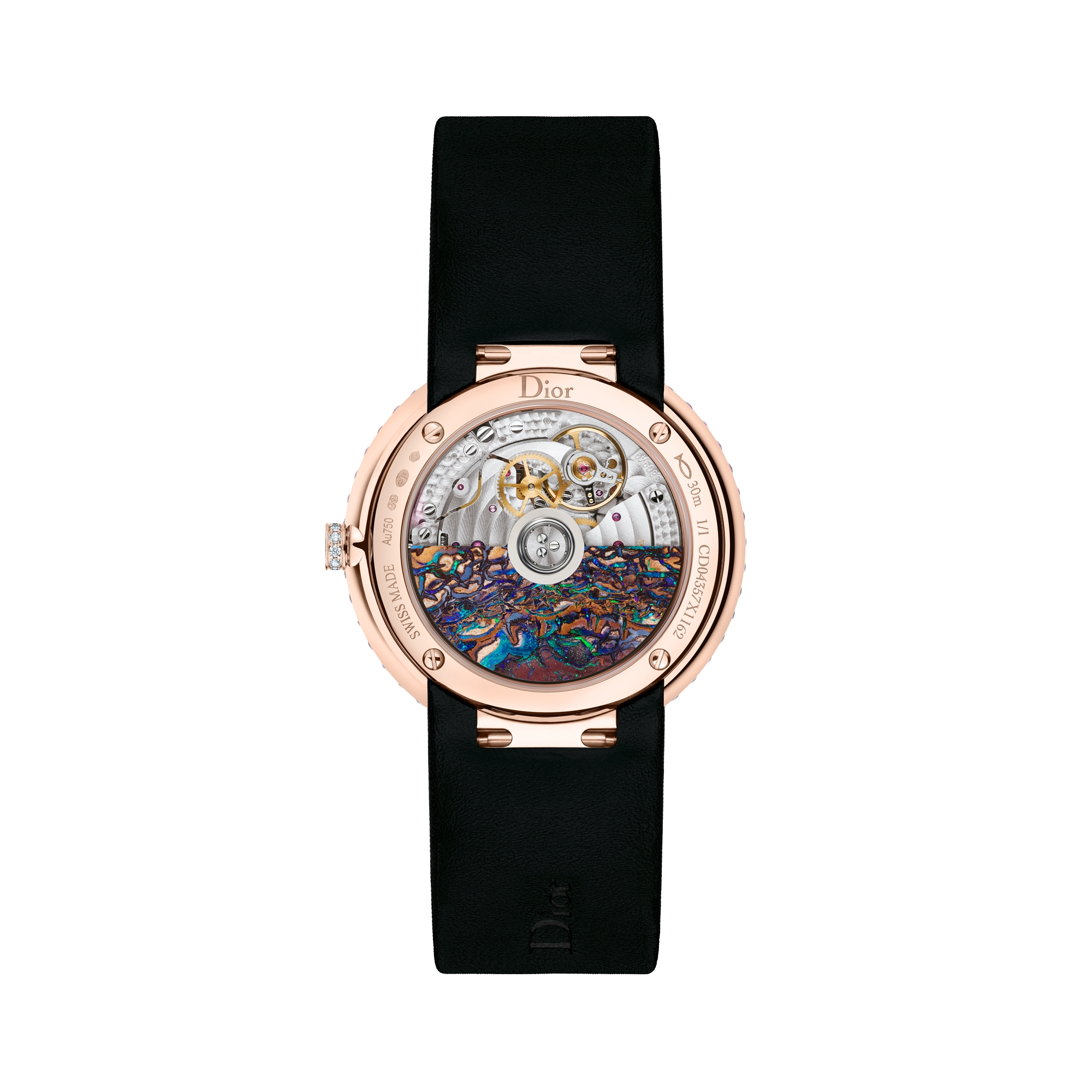 La D de Dior Opal Ø 38 mm, Pink Gold, Diamonds and Ornamental Stones, Automatic Movement E13