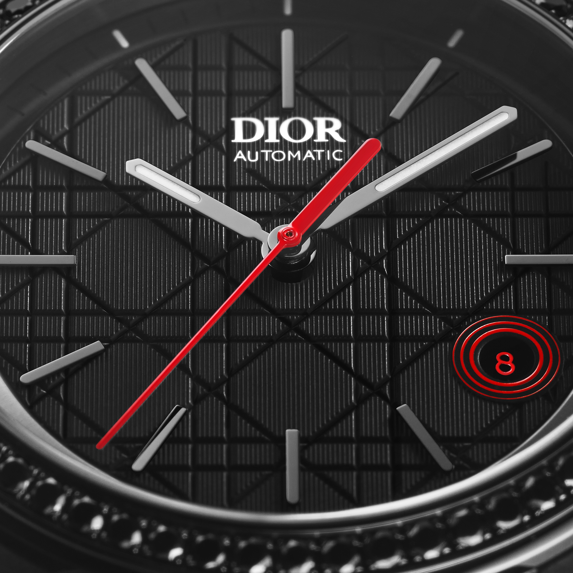 Chiffre Rouge Black Ultramatte Diamonds Ø 38 mm, automatique, acier noir ultramat, or rose, diamants noirs E06