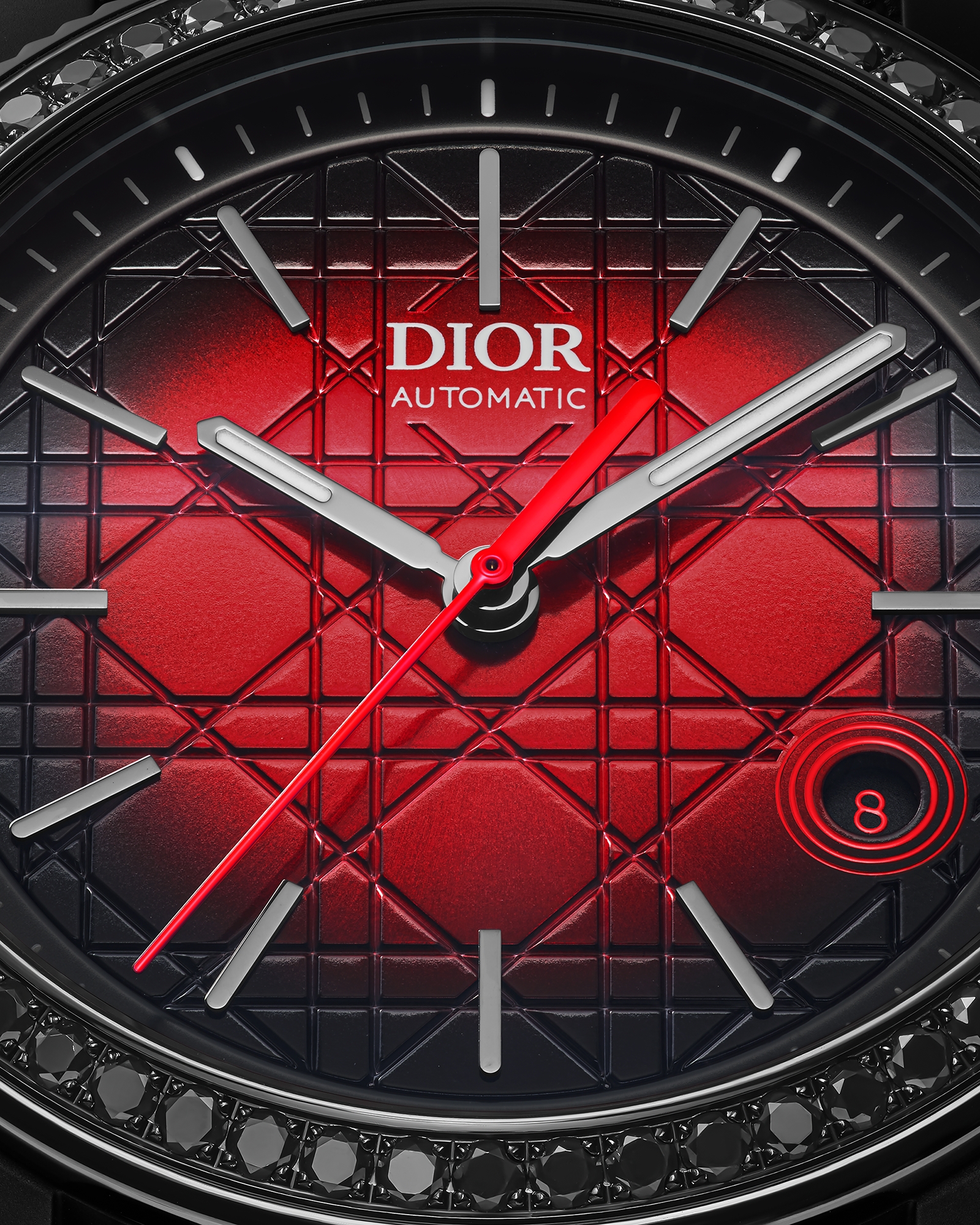 Chiffre Rouge Ø 38 MM, Automatic, Black Ultramatte Steel, Pink Gold Bumper, Black Diamonds E03