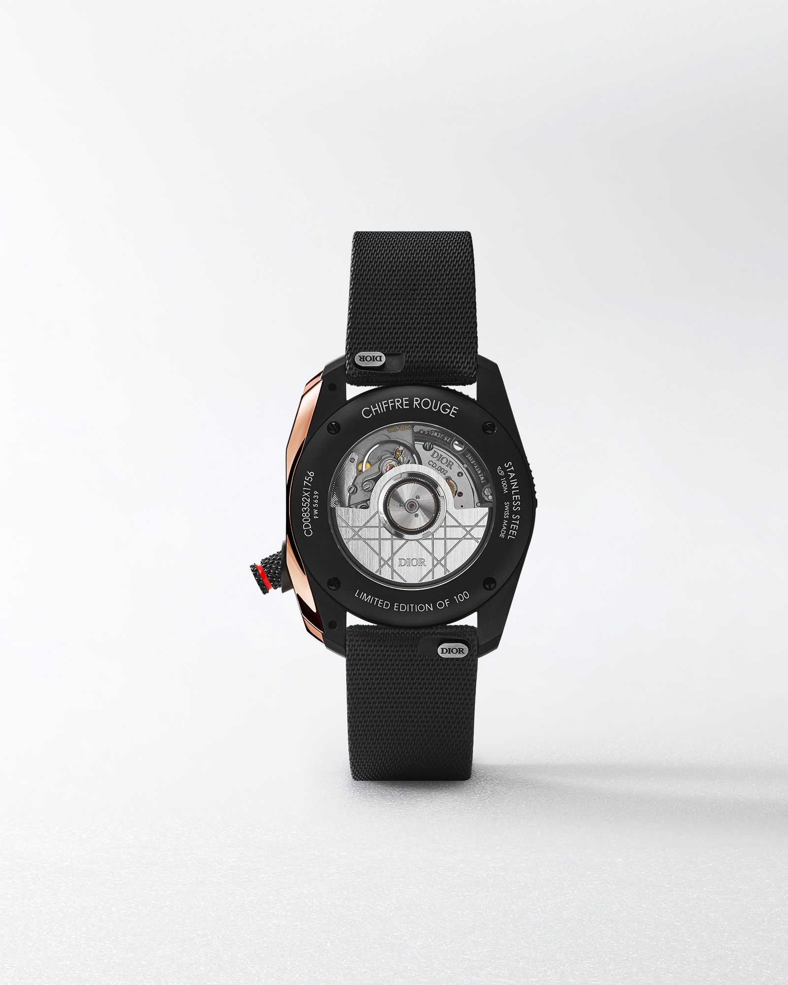 Chiffre Rouge Ø 38 MM, Automatic, Black Ultramatte Steel, Pink Gold Bumper, Black Diamonds E04