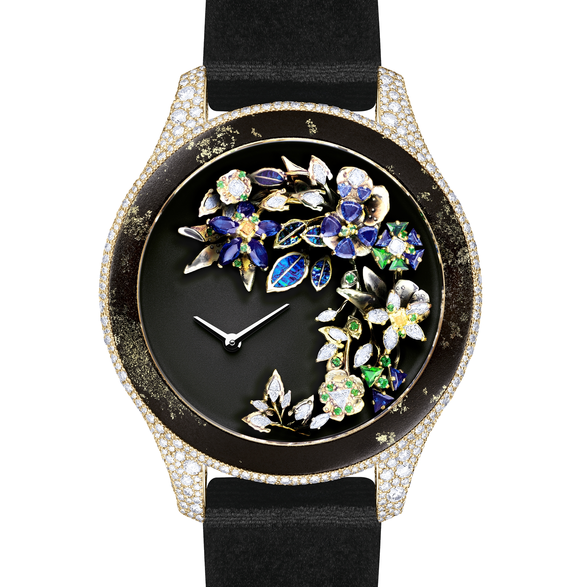 Dior Grand Soir Jardins de Nuit N°5 Ø 36 mm, yellow gold, diamonds and decorative stones E11