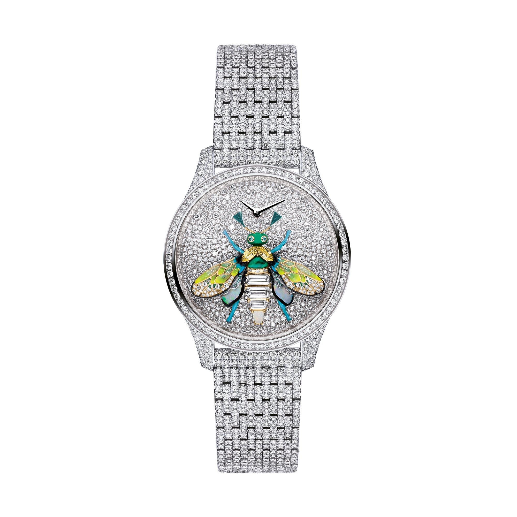 Dior Grand Soir Queen Bee N°2 시계 Ø36mm, 화이트골드 & 다이아몬드, 장식용 스톤 E10