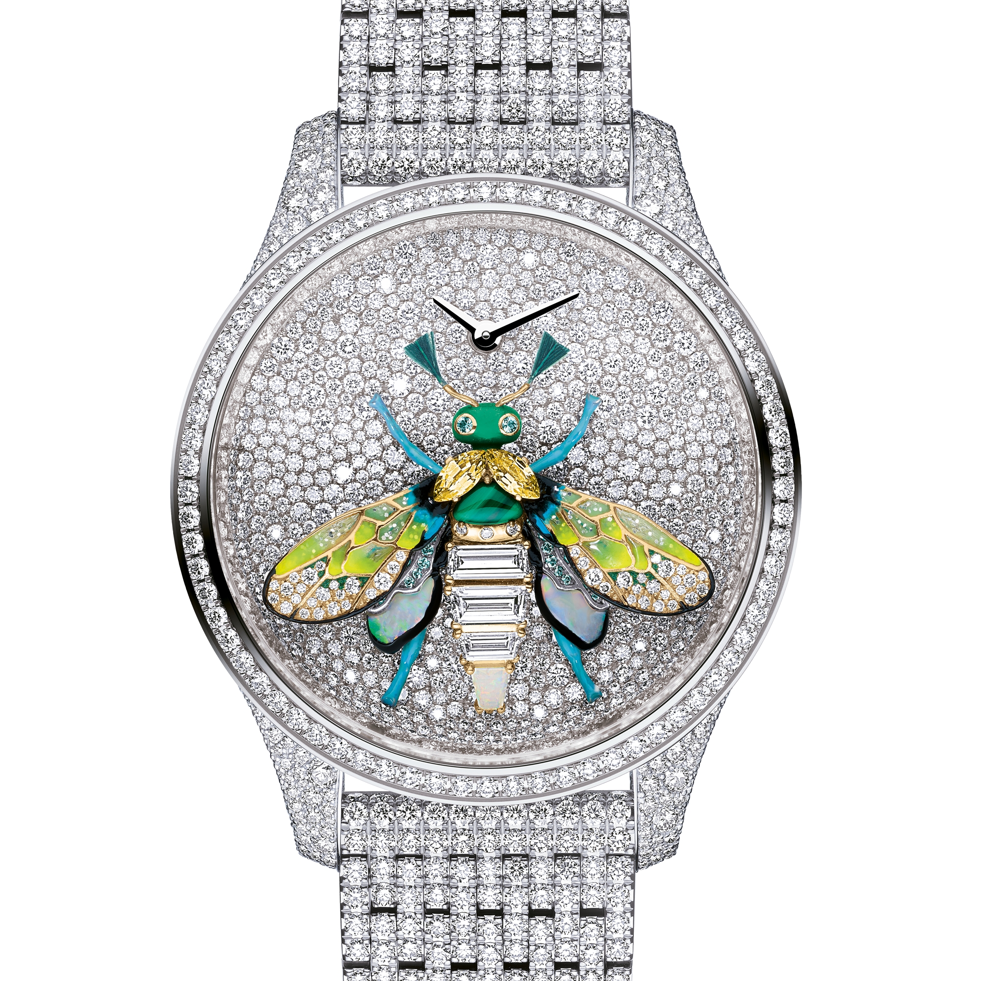 Dior Grand Soir Queen Bee N°2 시계 Ø36mm, 화이트골드 & 다이아몬드, 장식용 스톤 E11