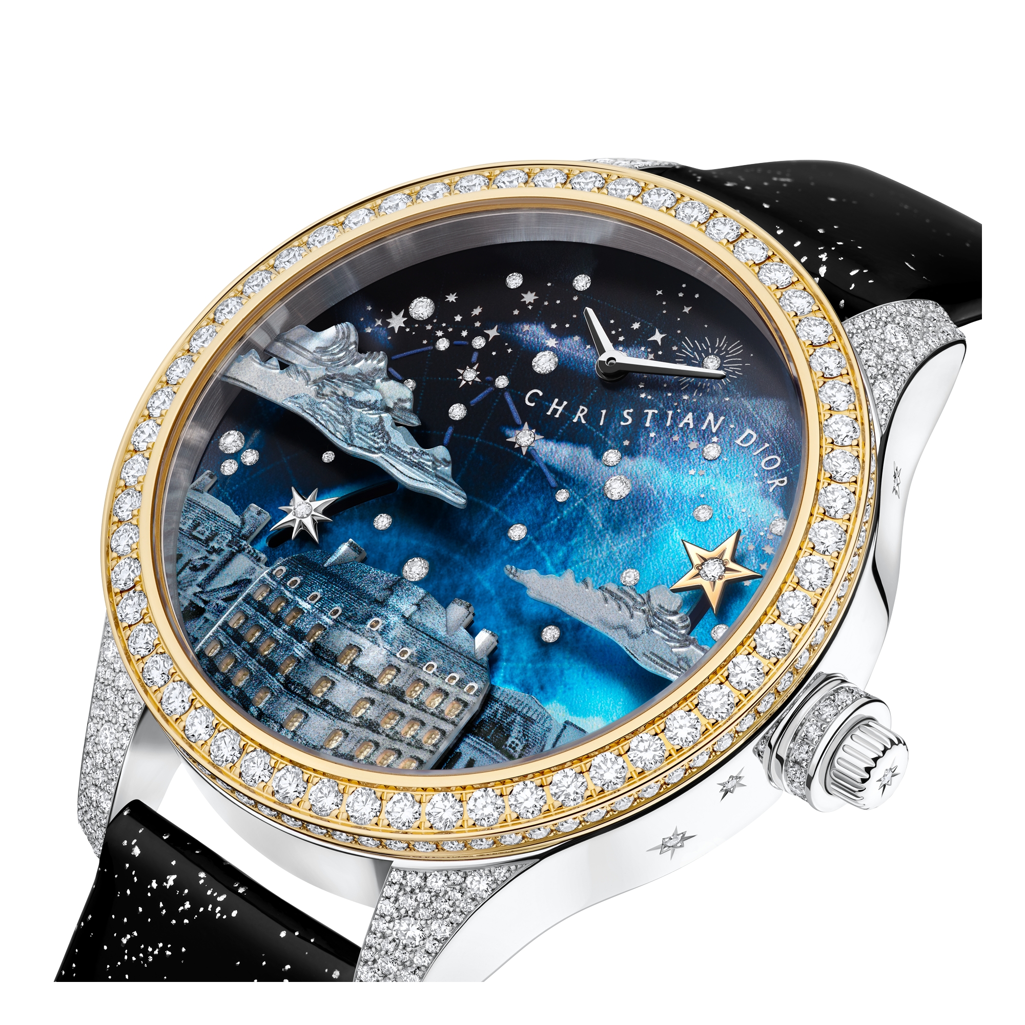 Dior Grand Soir Automate Étoile de Monsieur Dior Ø 38 mm, Gelbgold, Weißgold, Diamanten und Perlmutt E11