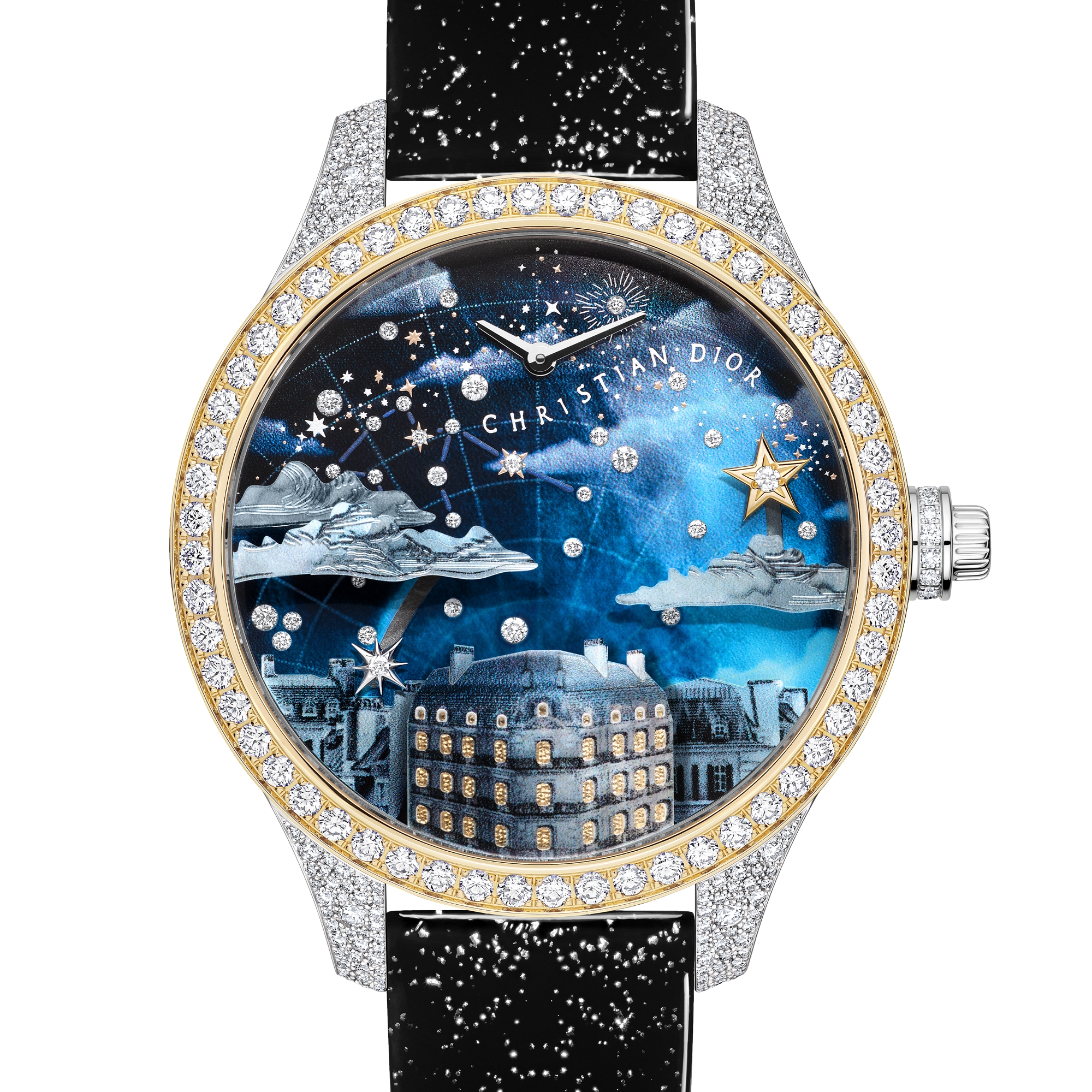 Dior Grand Soir Automate Étoile de Monsieur Dior Ø 38 mm, Gelbgold, Weißgold, Diamanten und Perlmutt E12