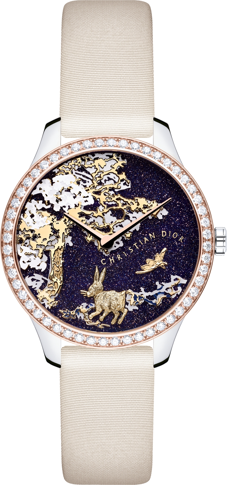 Dior Grand Soir Year of the Rabbit O 36 mm Automatic Movement Steel Pink Gold Yellow Gold Aventurine Mother of Pearl and Diamonds DIOR