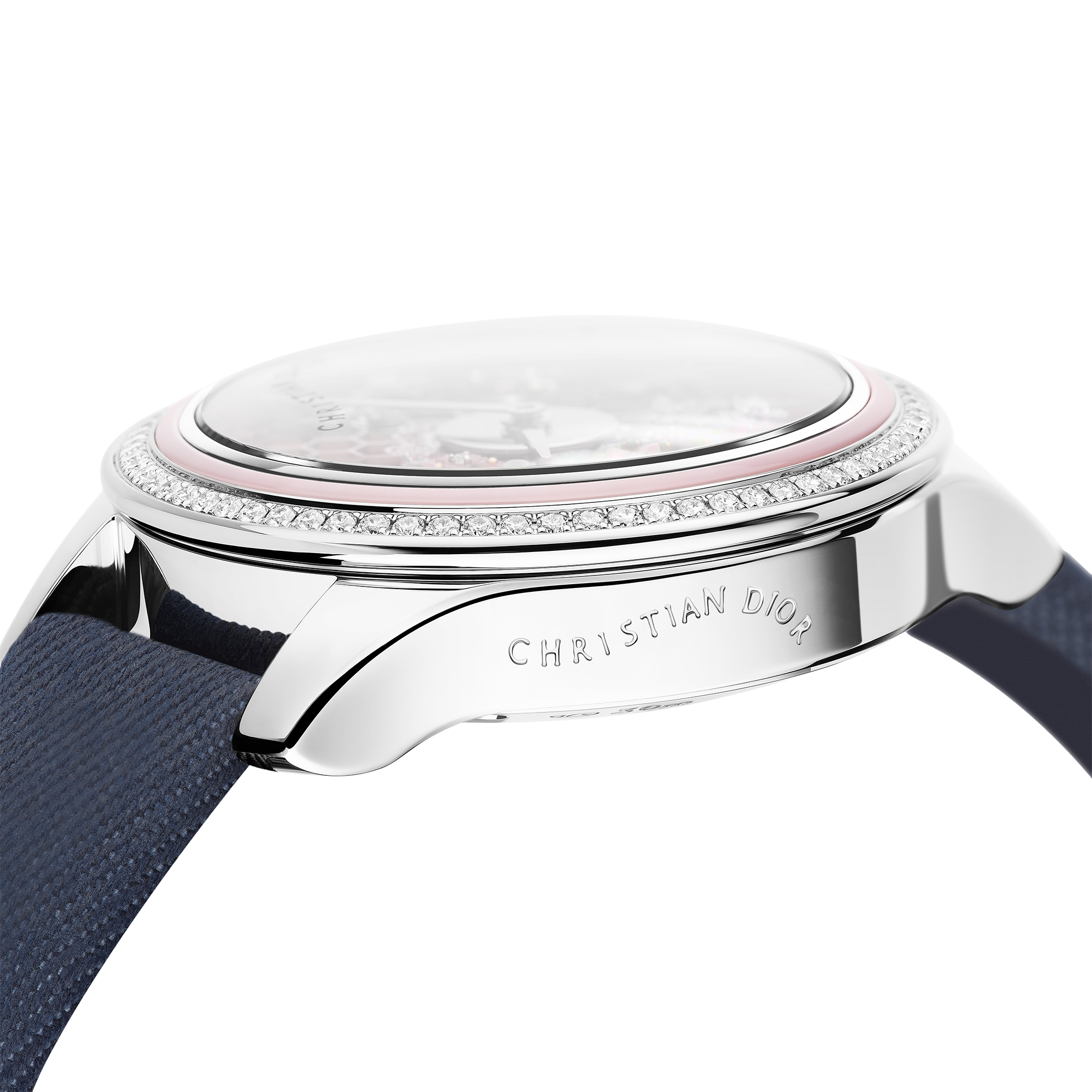 Dior Grand Bal Broderie Florale Ø 36 mm, Automatic Movement, Steel, White Gold, Pink Mother-Of-Pearl and Diamonds E04