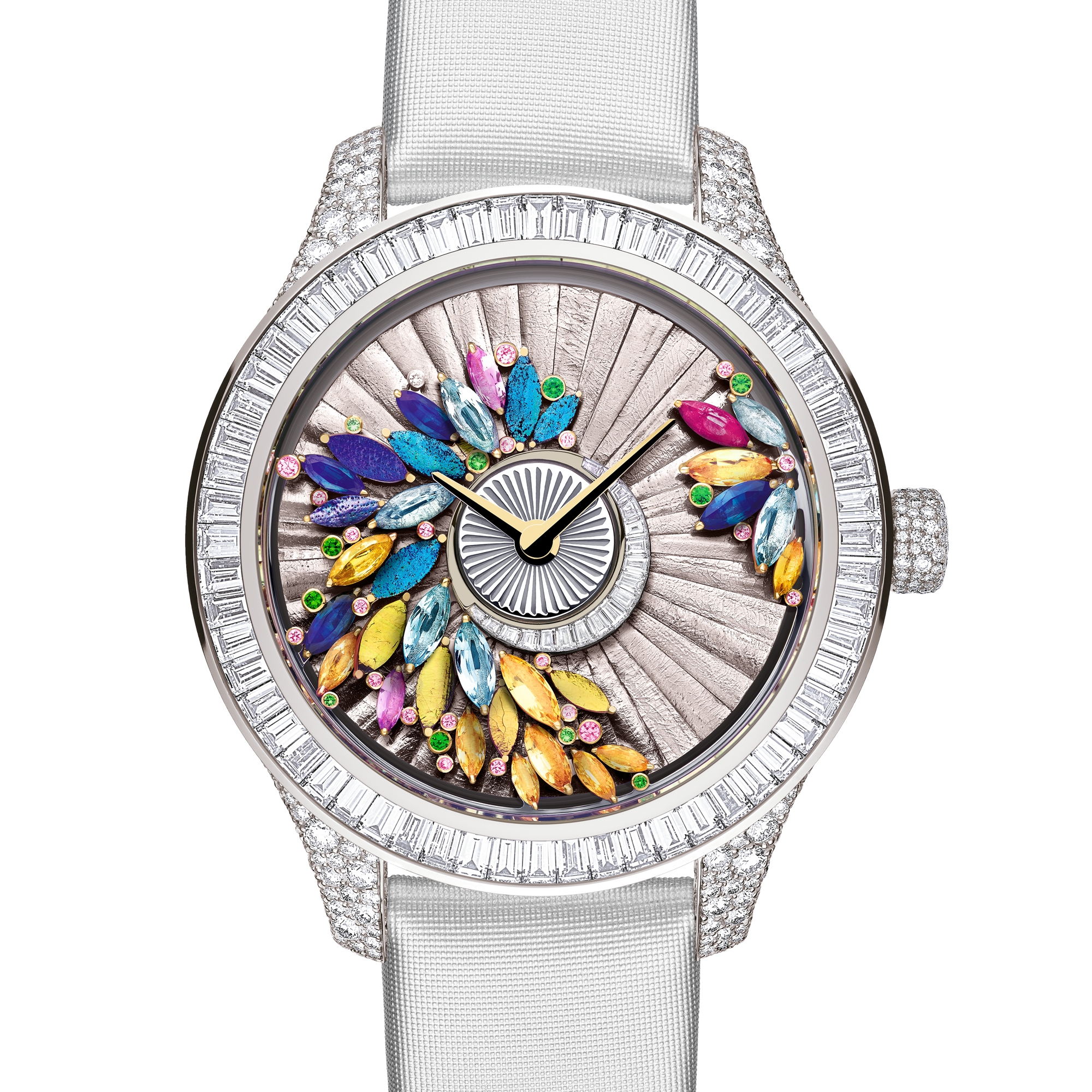 Dior Grand Bal Pièce Unique Parure Tropicale N°1 Ø 36 mm, White Gold, Diamonds and Ornamental Stones, Automatic Movement E12