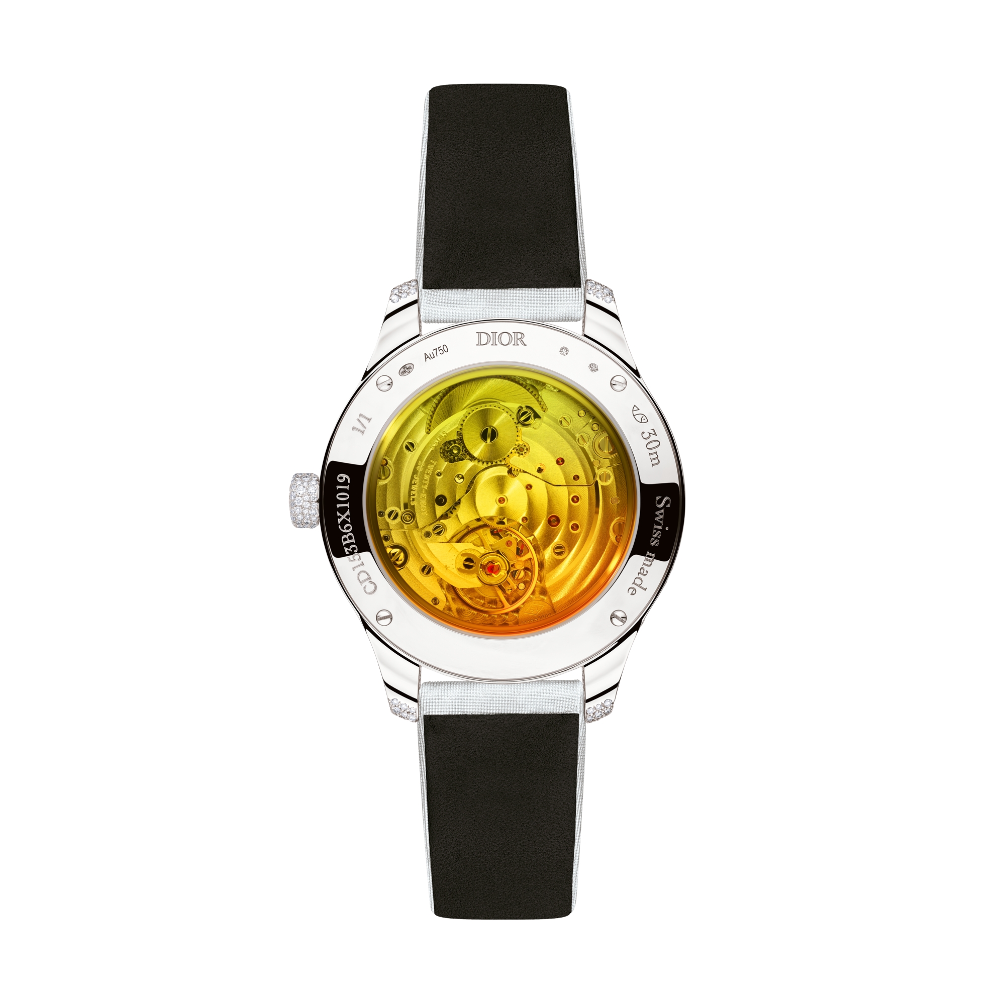 Dior Grand Bal Pièce Unique Parure Tropicale N°3 Ø 36 mm, or blanc, diamants et pierres ornementales, mouvement automatique E13