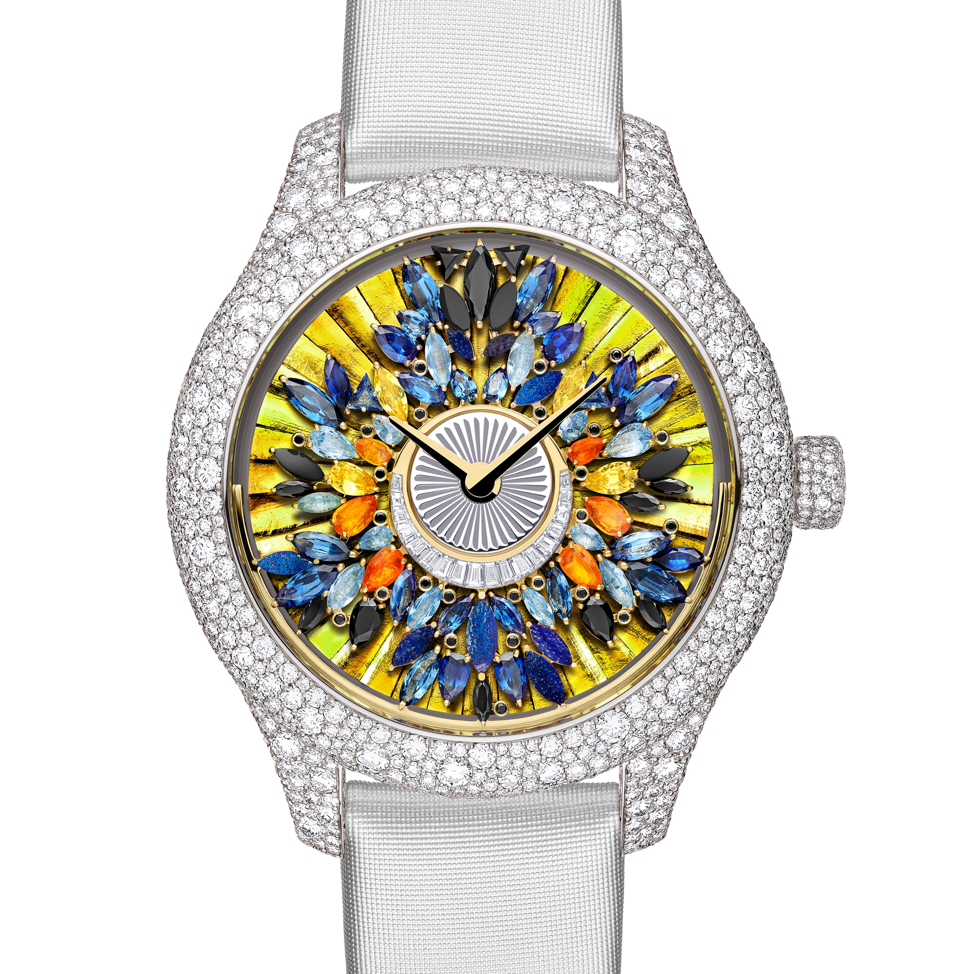 Dior Grand Bal Pièce Unique Parure Tropicale N°13 Ø 36 mm, Weißgold, Diamanten und Schmucksteine, Automatikwerk E12