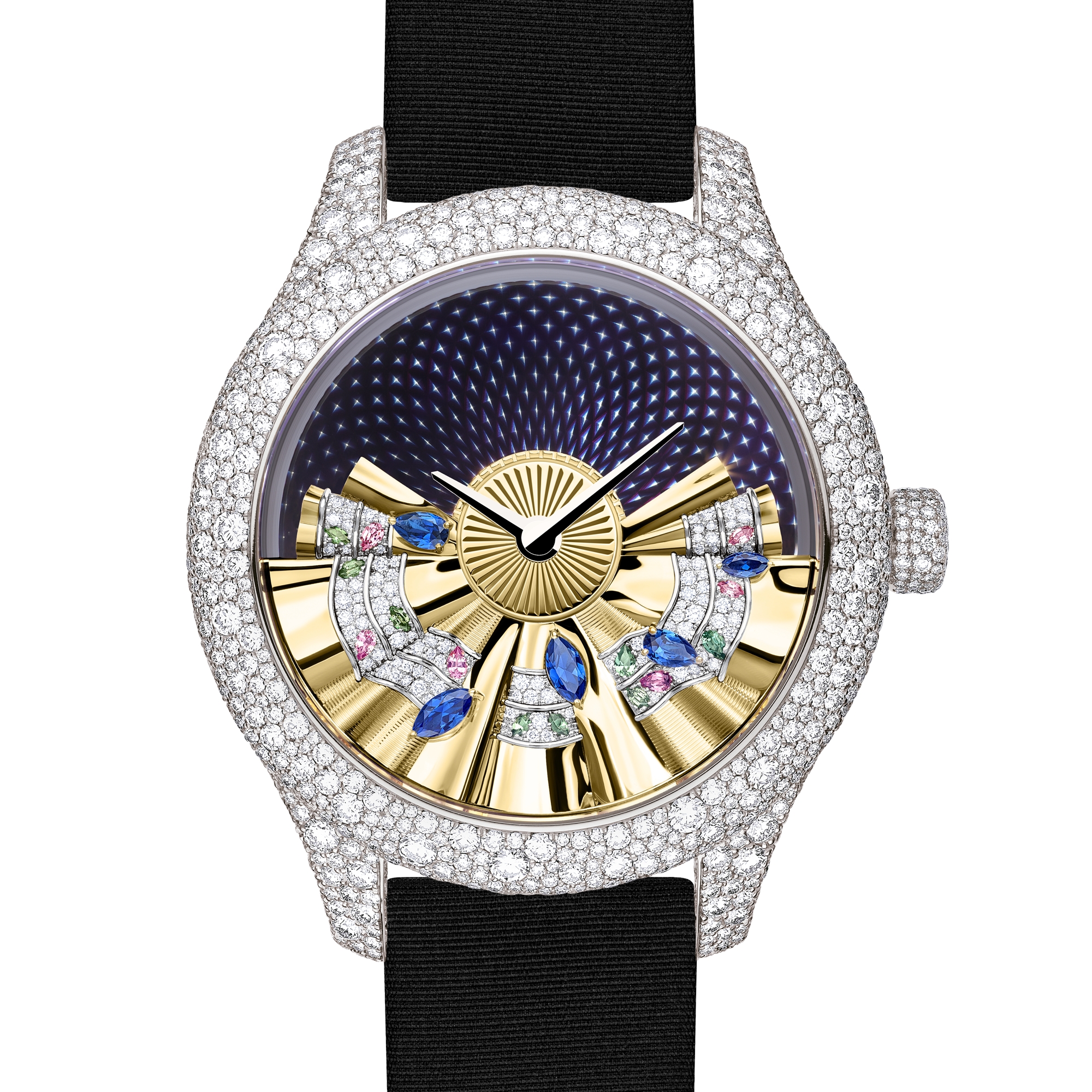 Dior Grand Bal de Printemps N°5 시계 Ø36mm 오토매틱, 화이트골드 & 다이아몬드, 장식용 스톤 E11