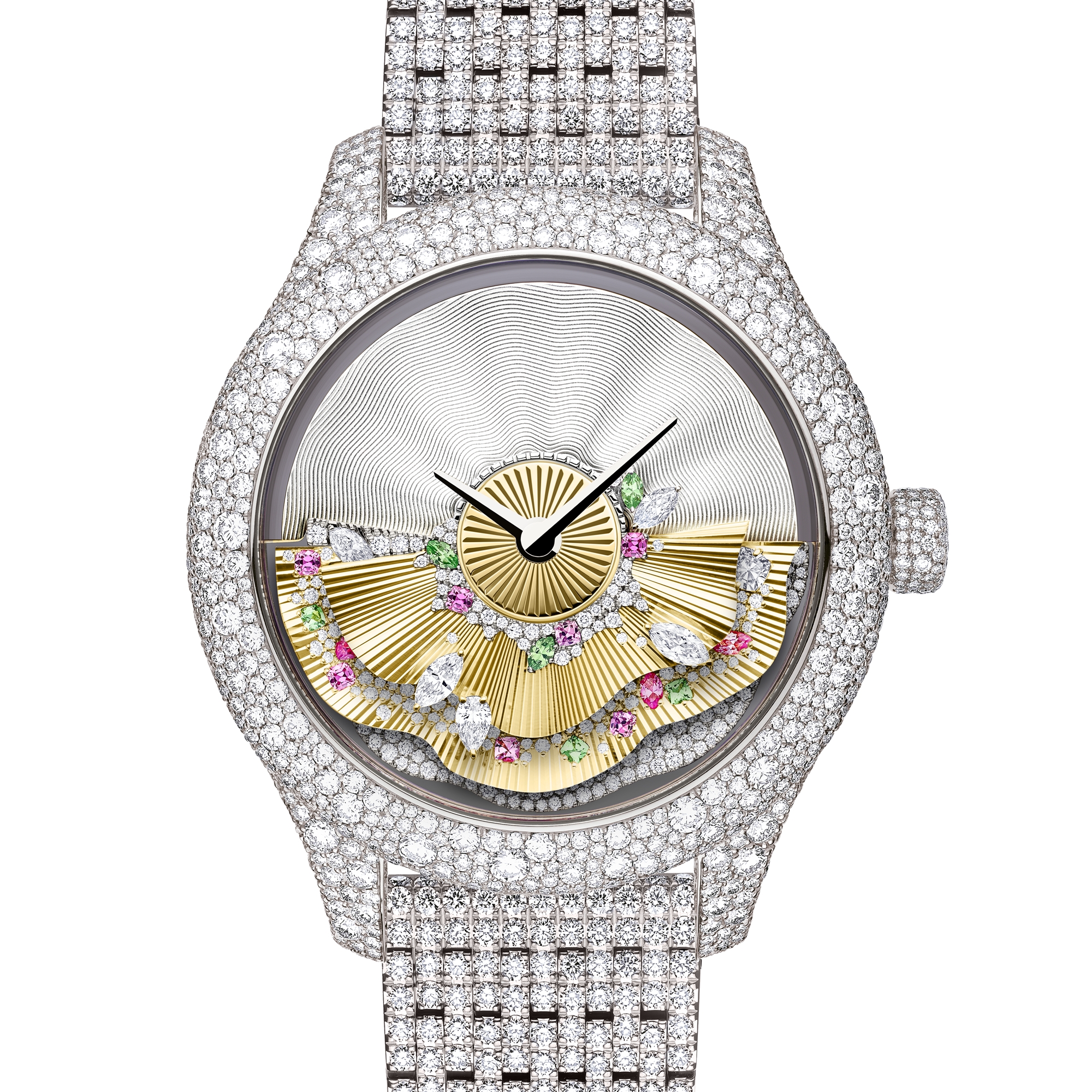 Dior Grand Bal de Printemps N°6 Ø 36 mm, white gold, diamonds and ornamental stones, automatic movement E11