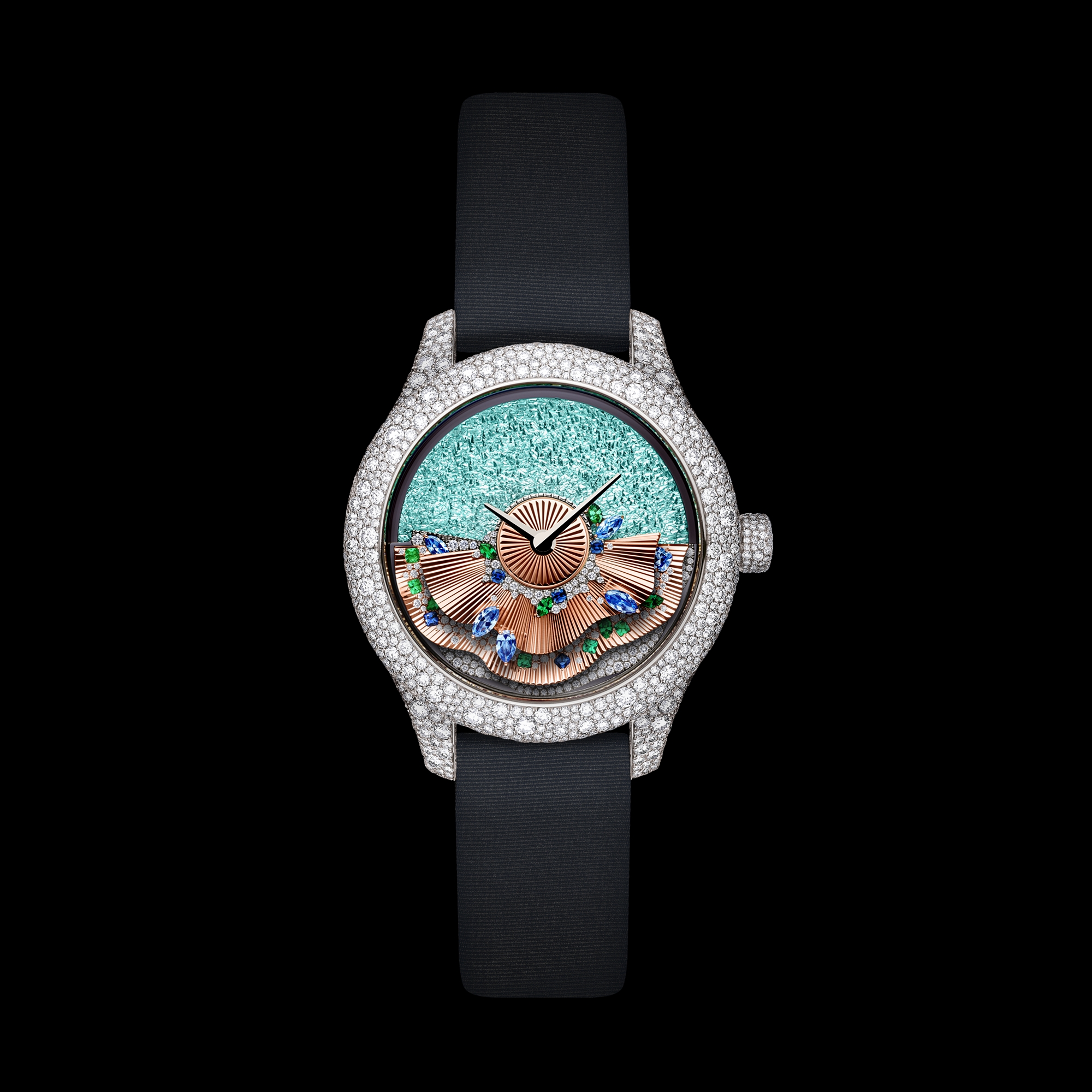 Dior Grand Bal de Printemps N°7 시계  Ø36mm 오토매틱, 화이트골드 & 다이아몬드, 장식용 스톤 E01