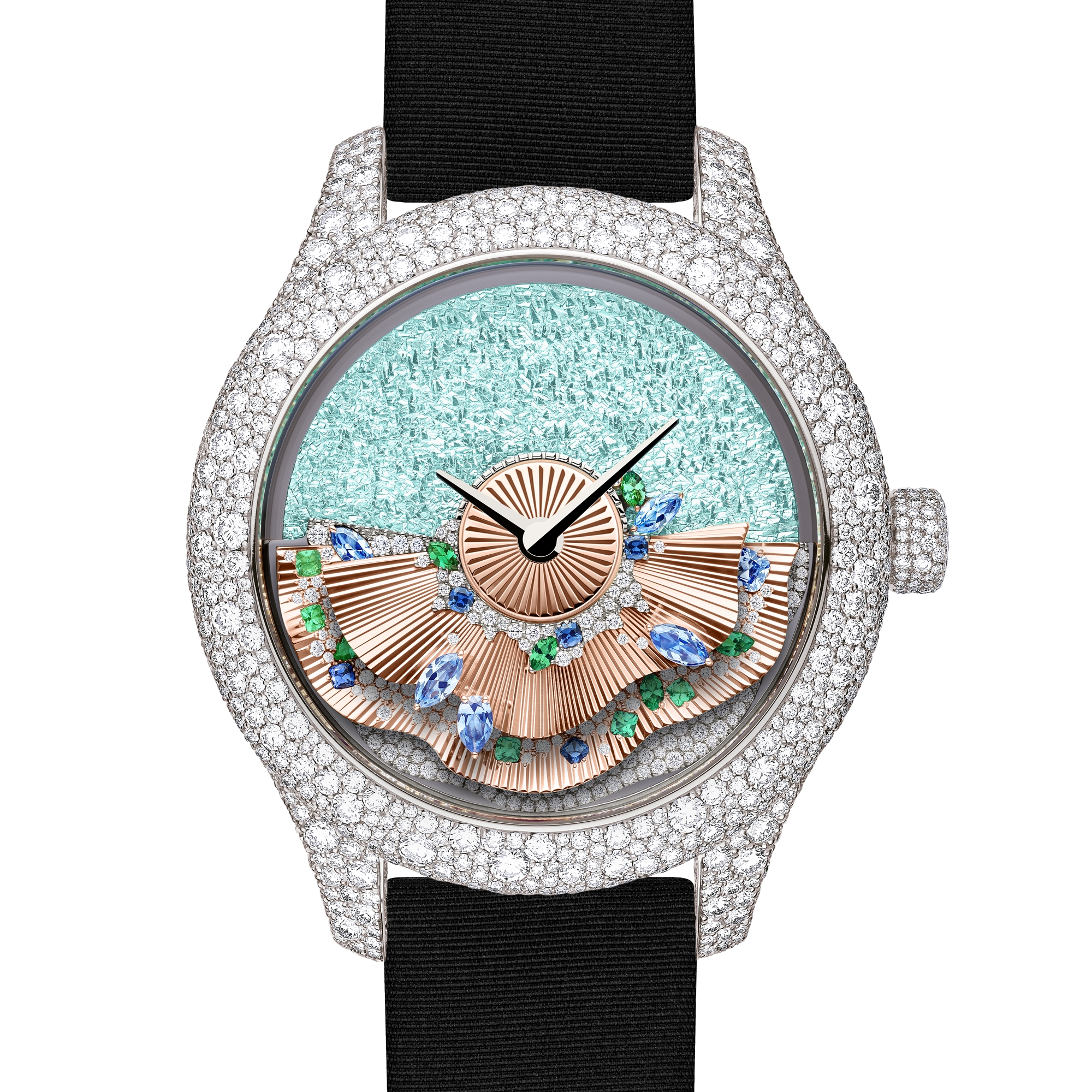 Dior Grand Bal de Printemps N°7 시계  Ø36mm 오토매틱, 화이트골드 & 다이아몬드, 장식용 스톤 E11