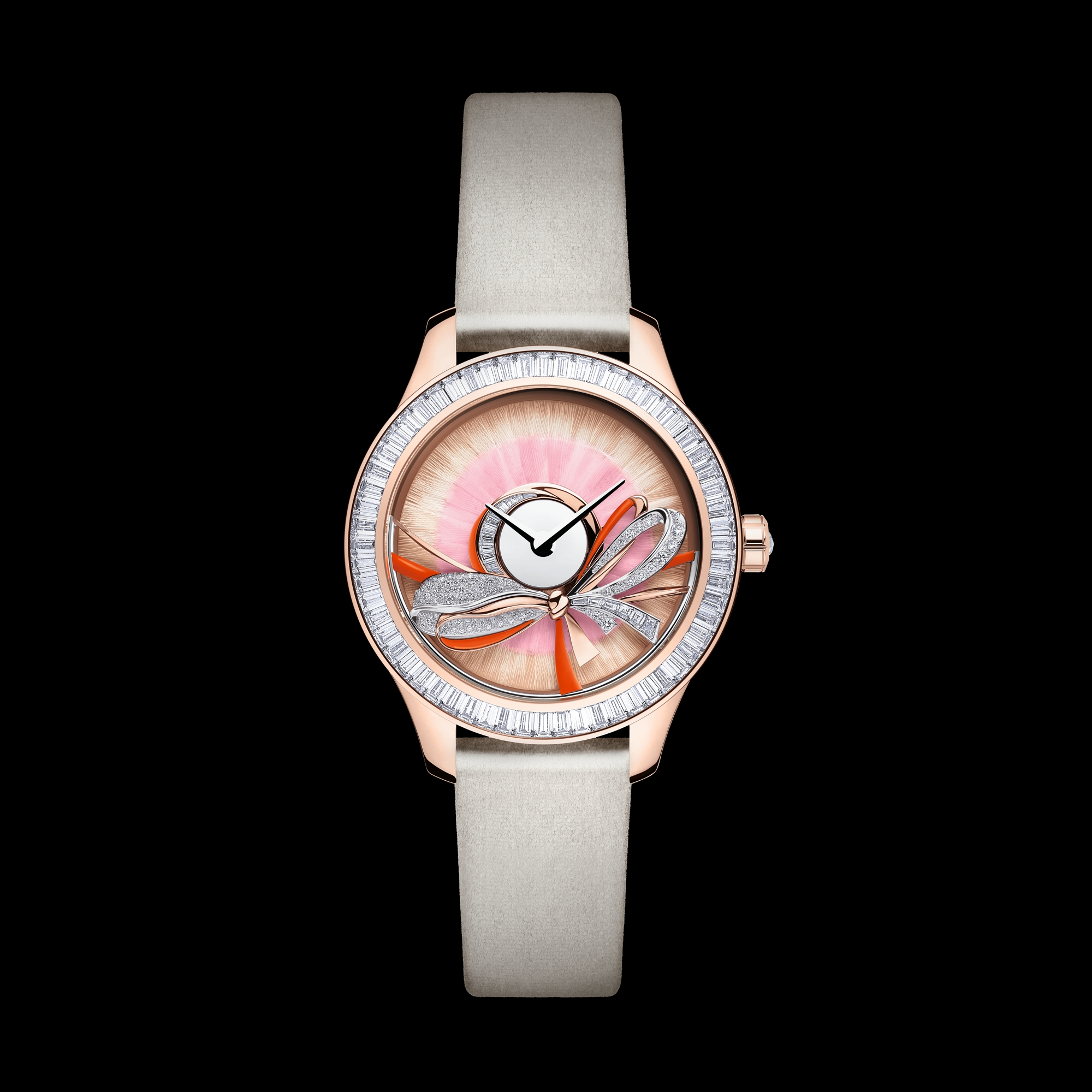 Dior Grand Bal Ruban Ø 36 mm, automatique, or rose, diamants, saphir iridescent E01